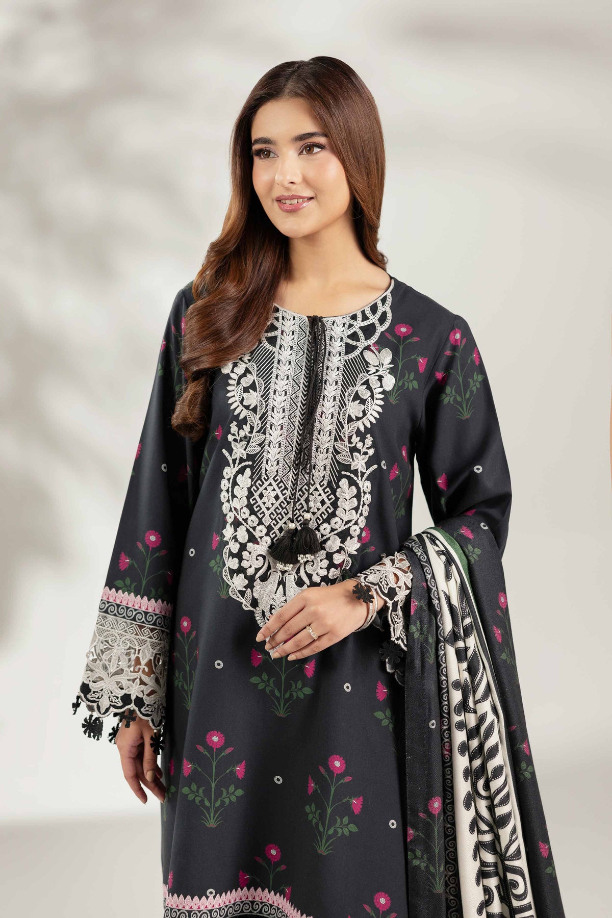 3 Piece - Printed Embroidered Suit  - 42503691