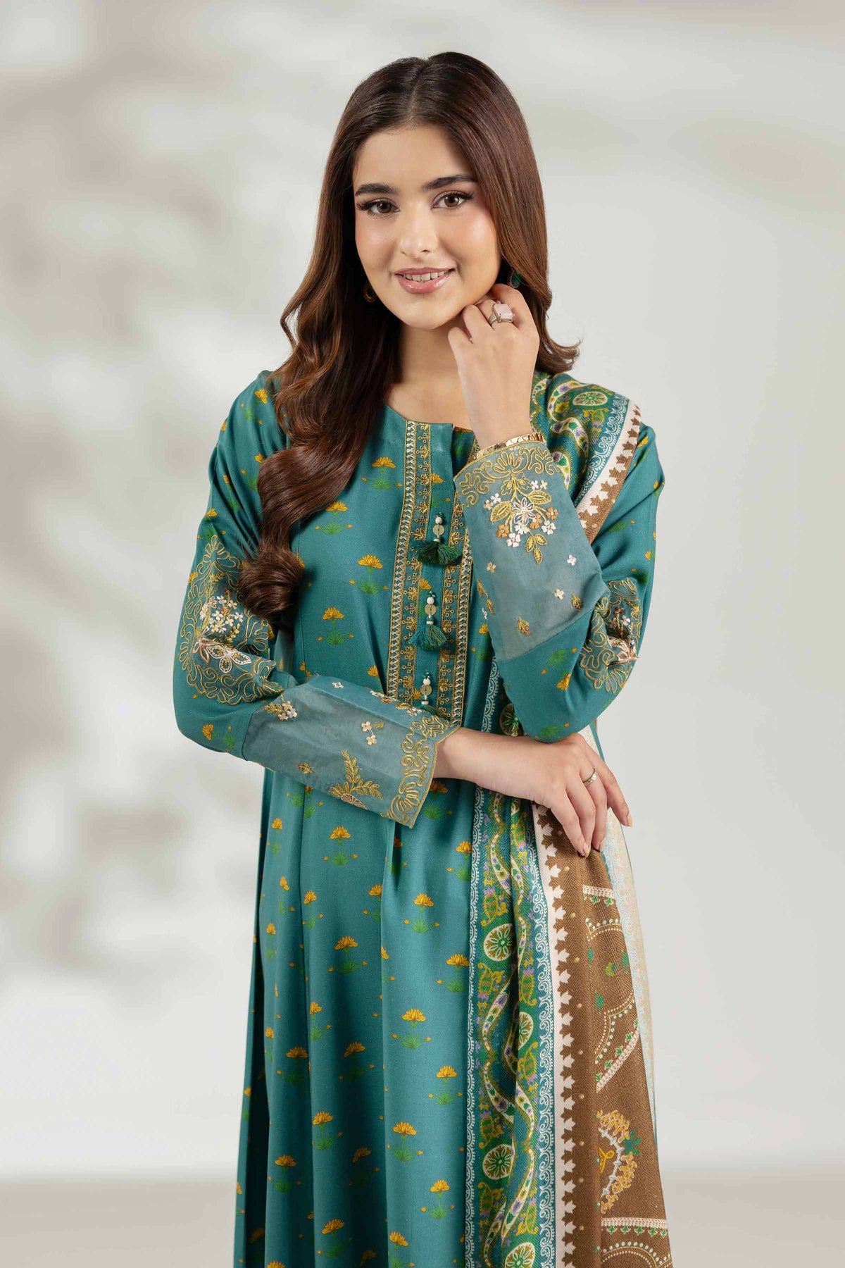 3 Piece - Printed Embroidered Suit  - 42503692