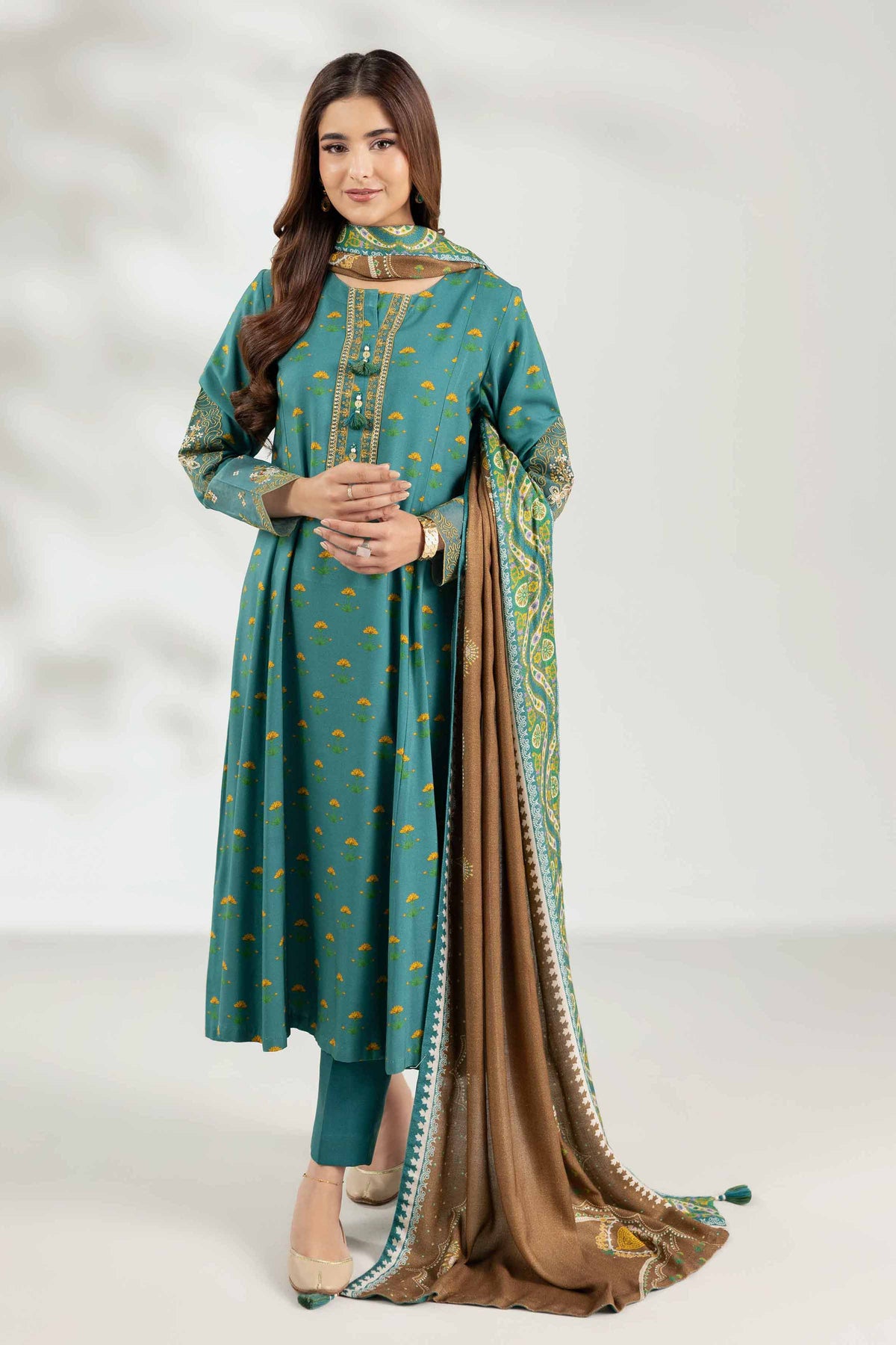 3 Piece - Printed Embroidered Suit  - 42503692