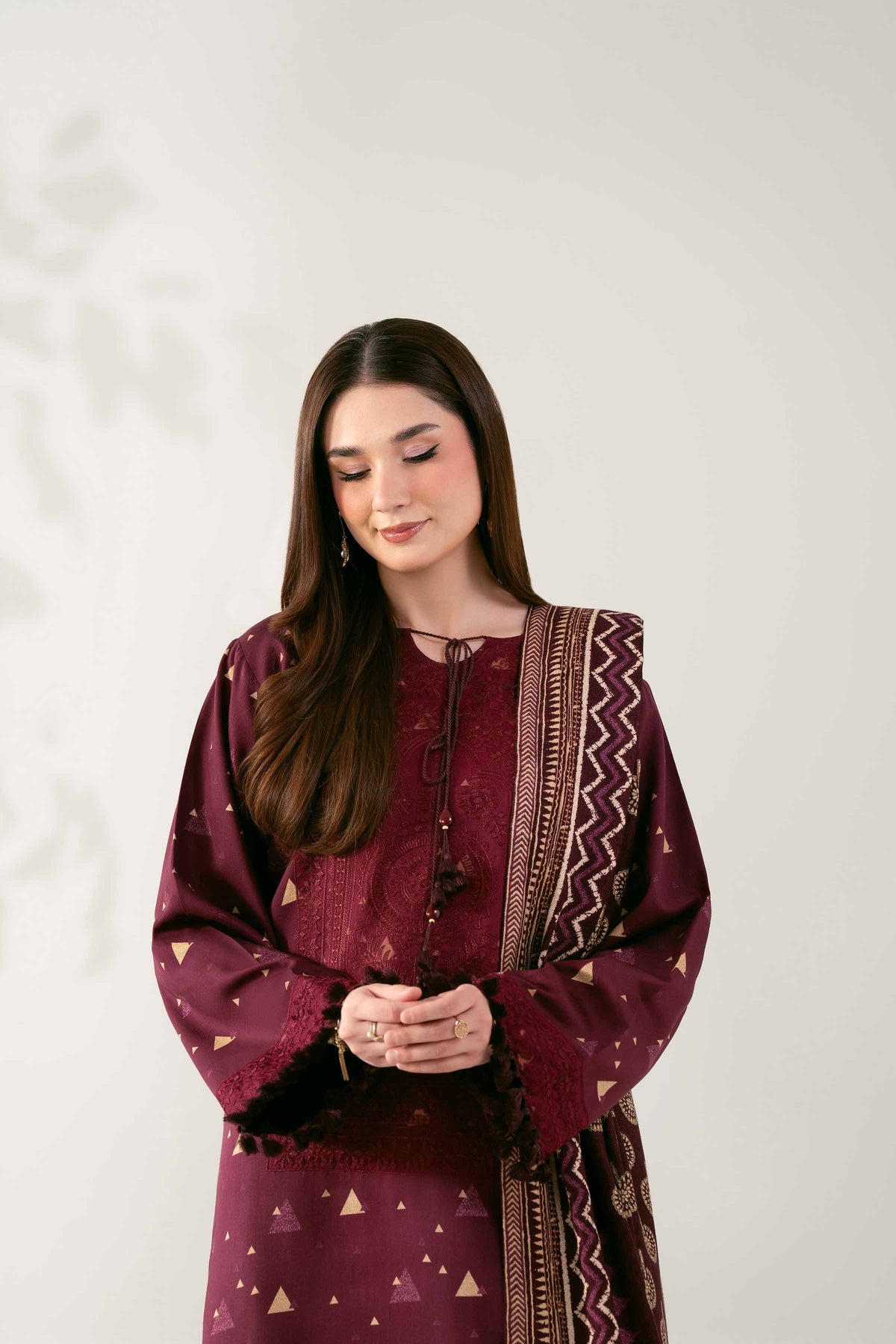 3 Piece - Printed Embroidered Suit  - 42503694