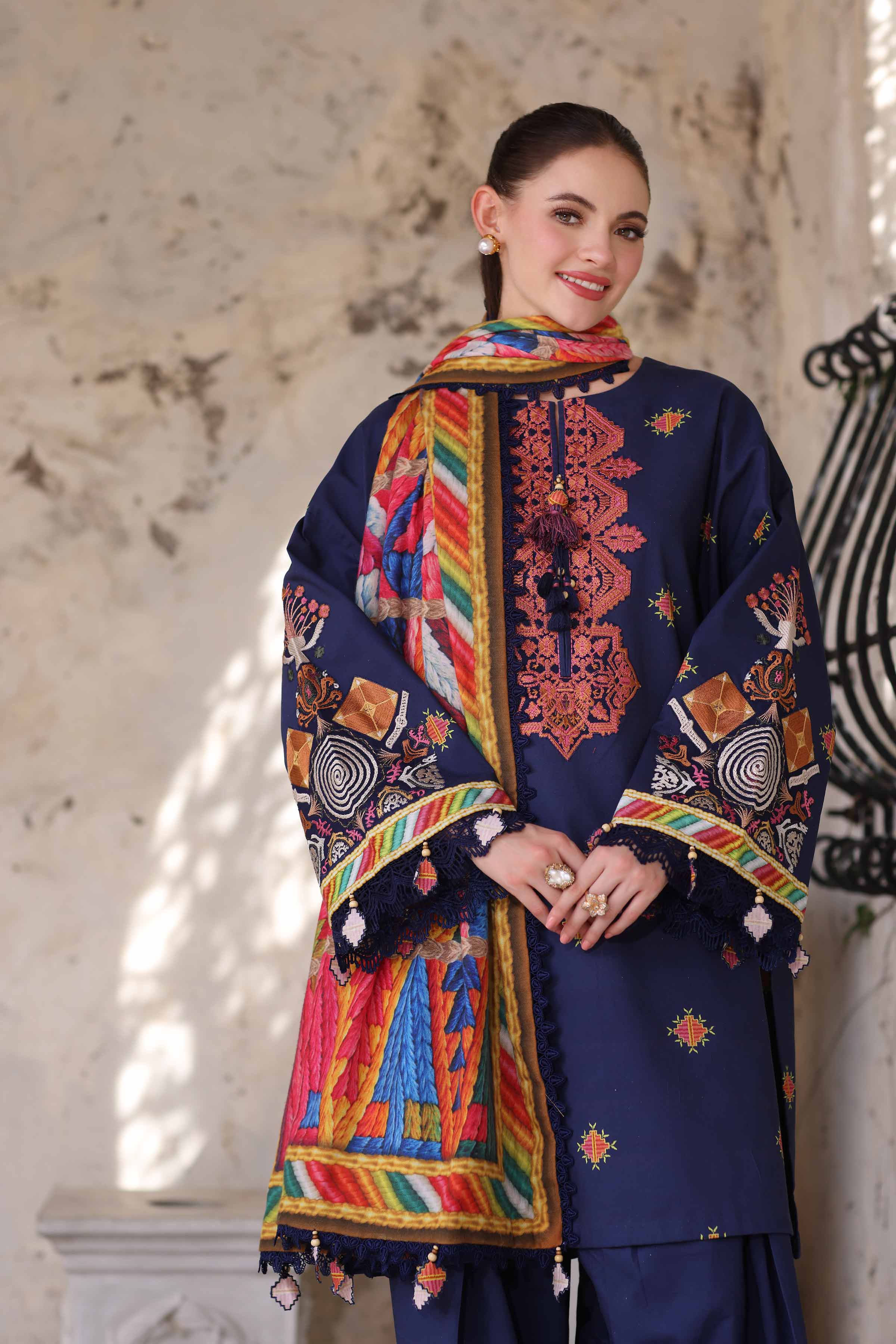 Nishat Linen UAE - 3 Piece - Digital Printed Embroidered Suit - 42503721
