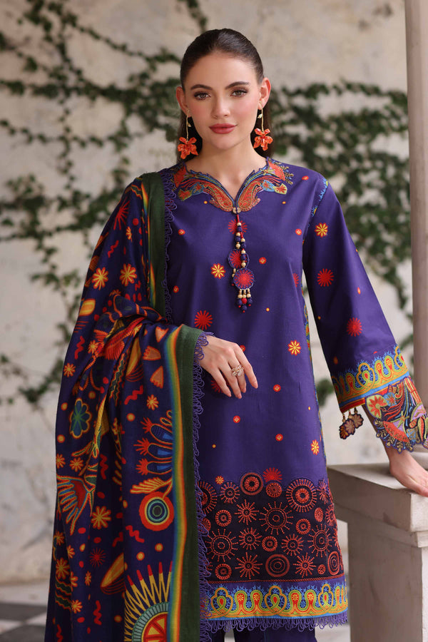 NishatUAE -  Purple Embroidered Cotton 3-piece Unstitched Suit