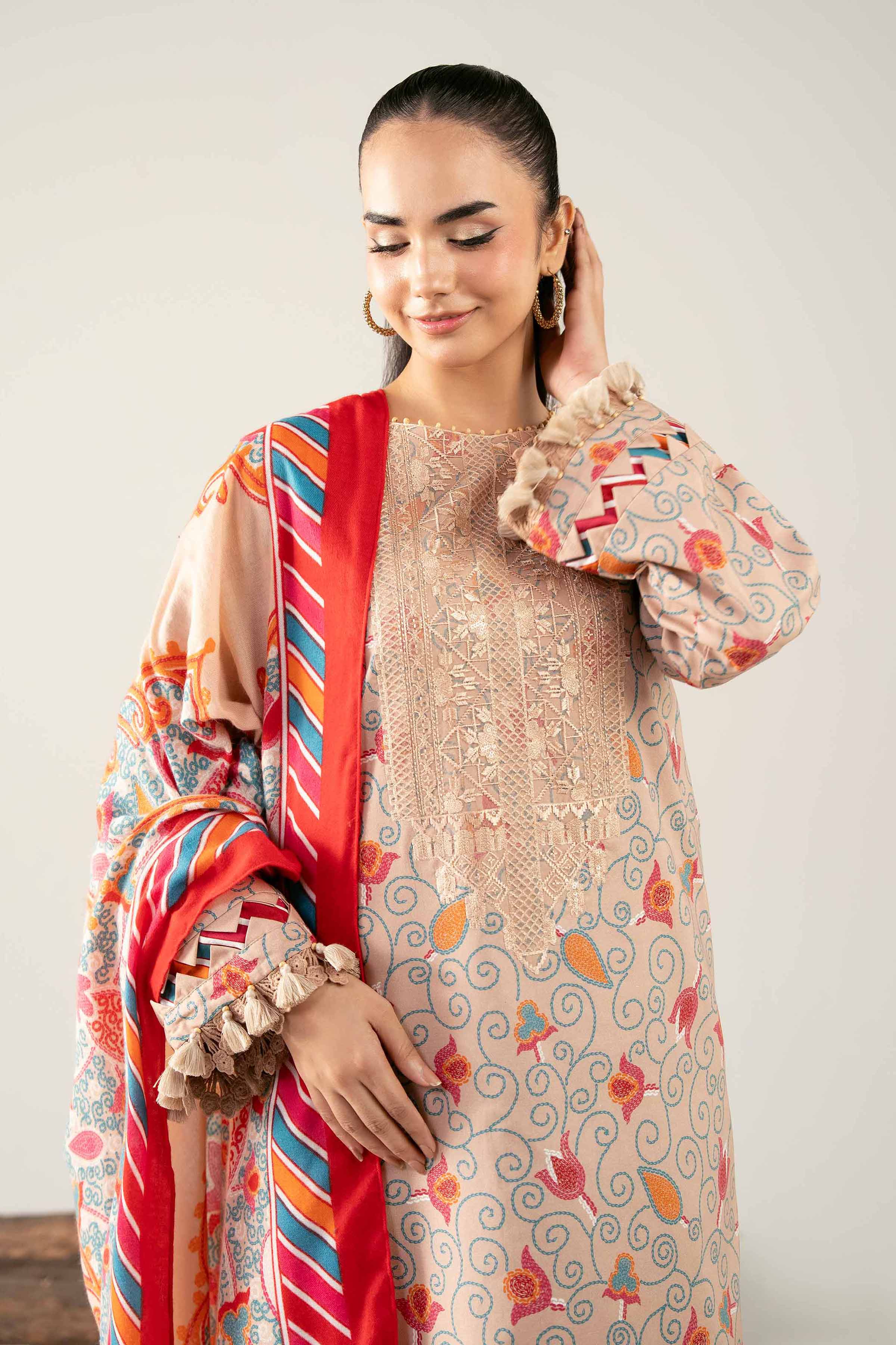 NishatUAE -  Peach Embroidered Cotton 3-piece Unstitched Suit