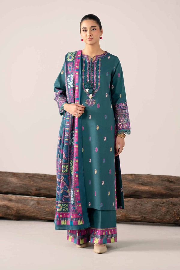 NishatUAE -  Green Embroidered Cotton 3-piece Unstitched Suit