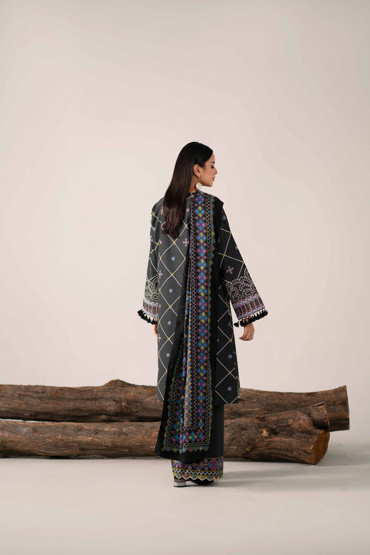 NishatUAE -  Black Embroidered Cotton 3-piece Unstitched Suit