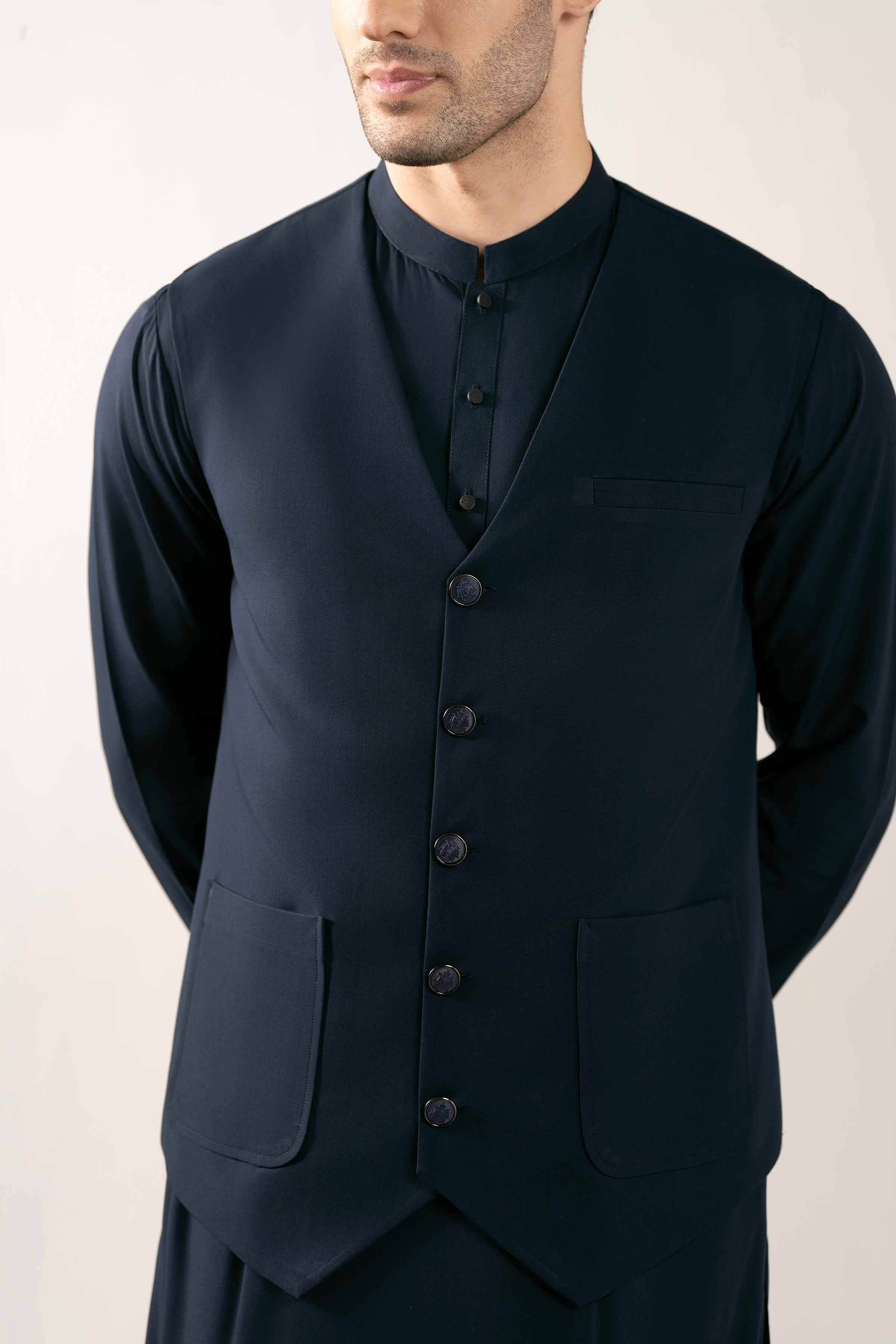 2 Piece - Naqsh Suit -  42508058 NishatUAE Navy Cotton 2PC  Unstitched