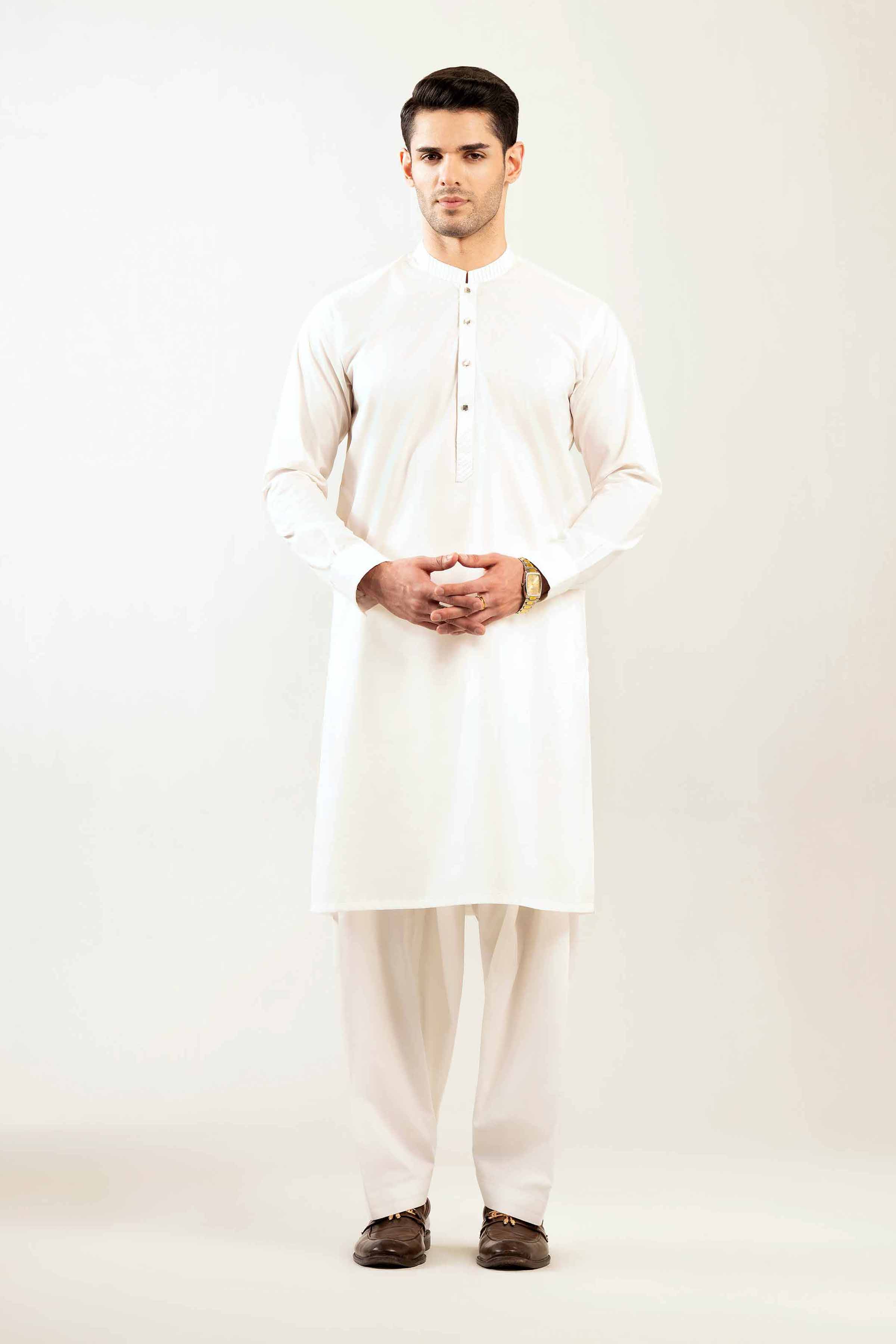 2 Piece - Naqsh Suit - 42508091 Off White Latha 2PC Printed Summer