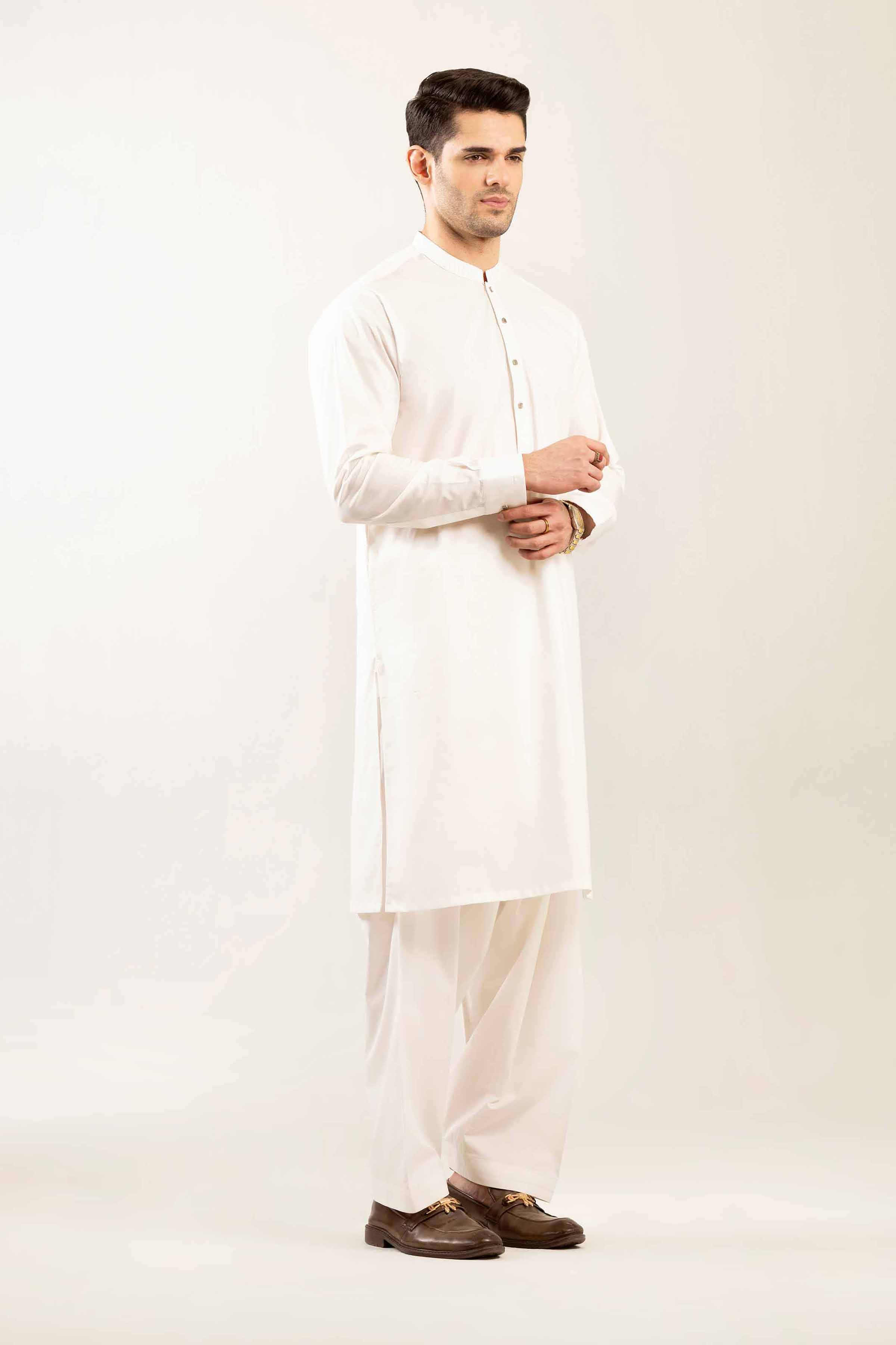 2 Piece - Naqsh Suit - 42508091 Off White Latha 2PC Printed Summer