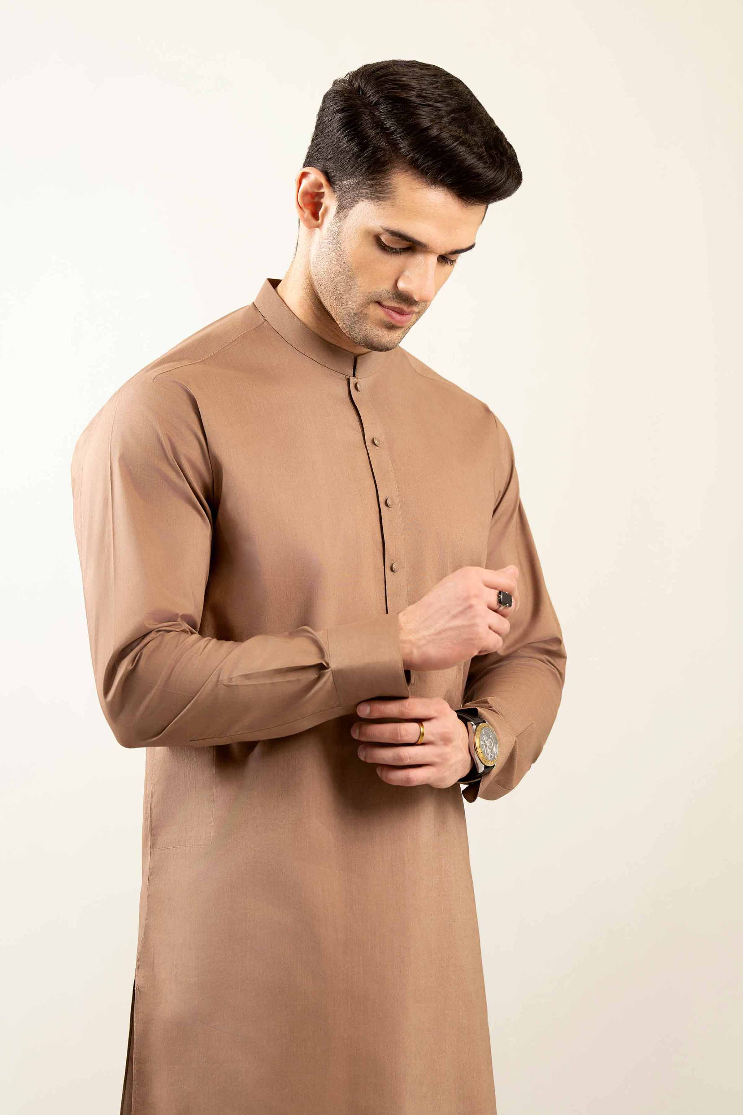 2 Piece - Naqsh Suit - 42508093 Brown Latha 2PC Printed Summer