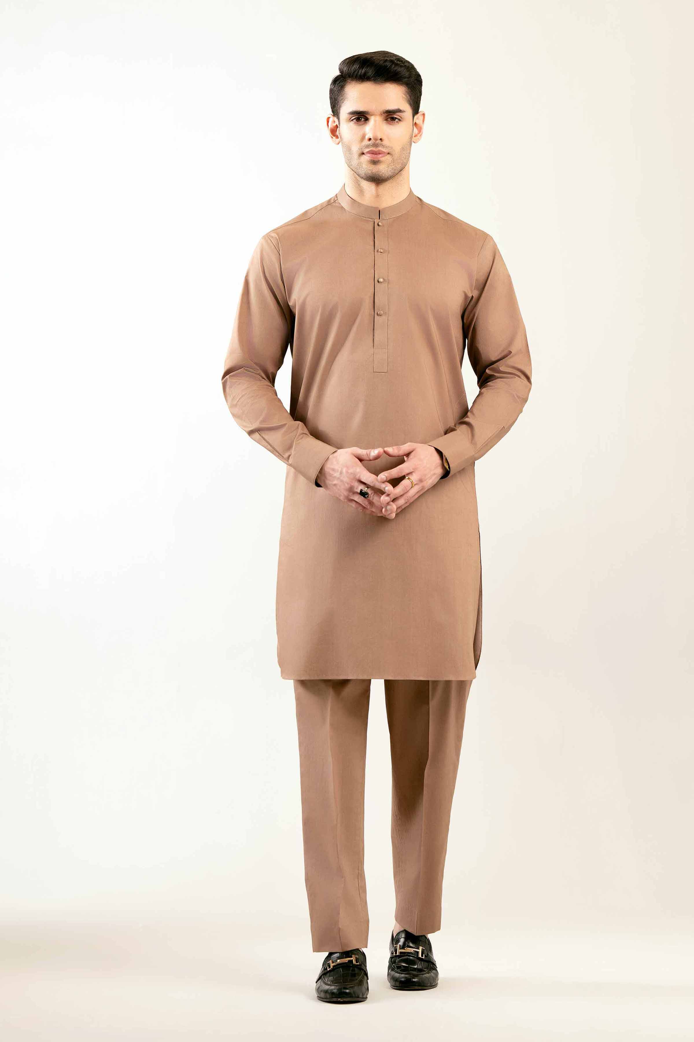 2 Piece - Naqsh Suit - 42508093 Brown Latha 2PC Printed Summer