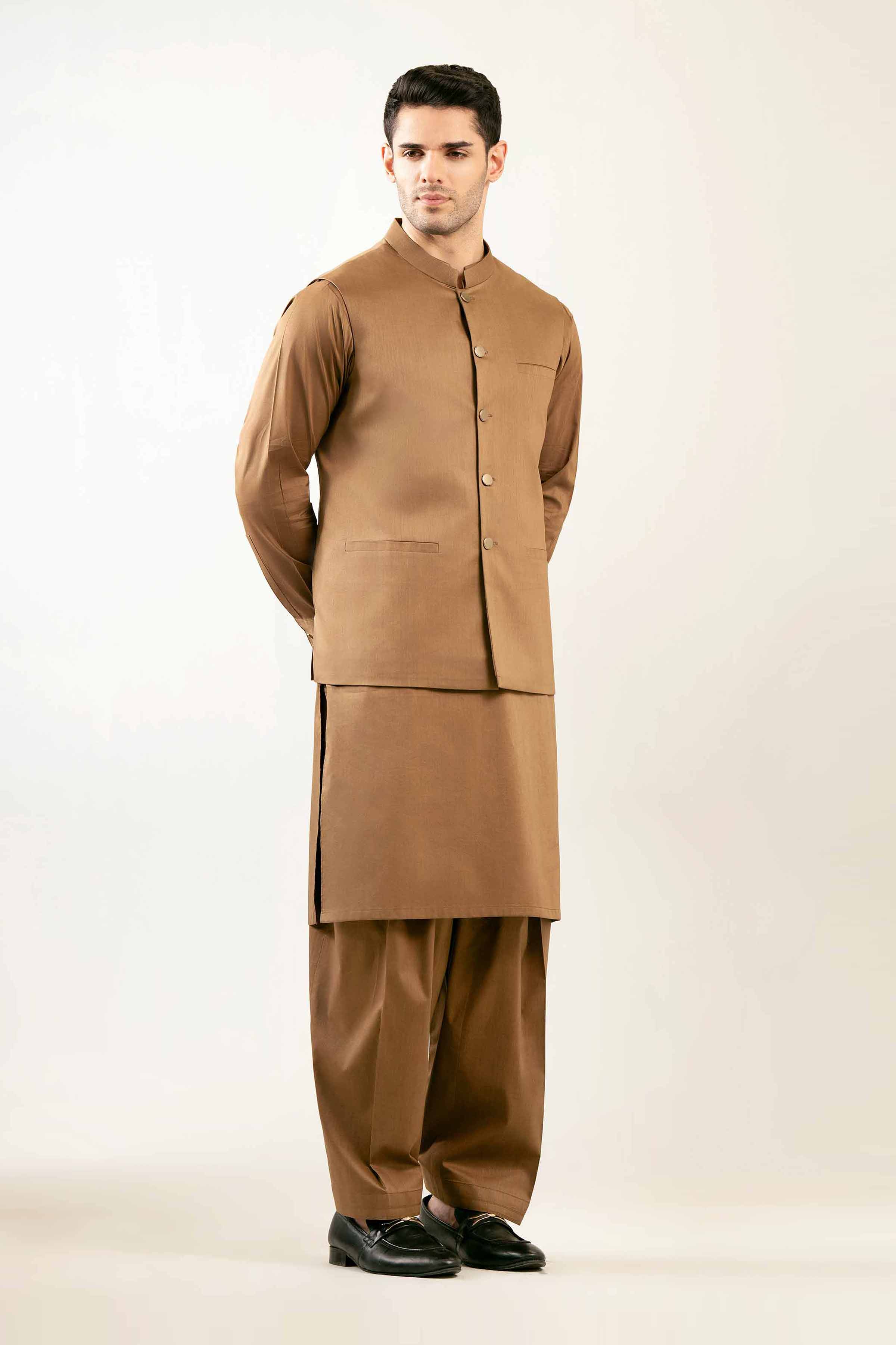 2 Piece - Naqsh Suit - 42508117 Brown Aspen 2PC Non-Embroidered