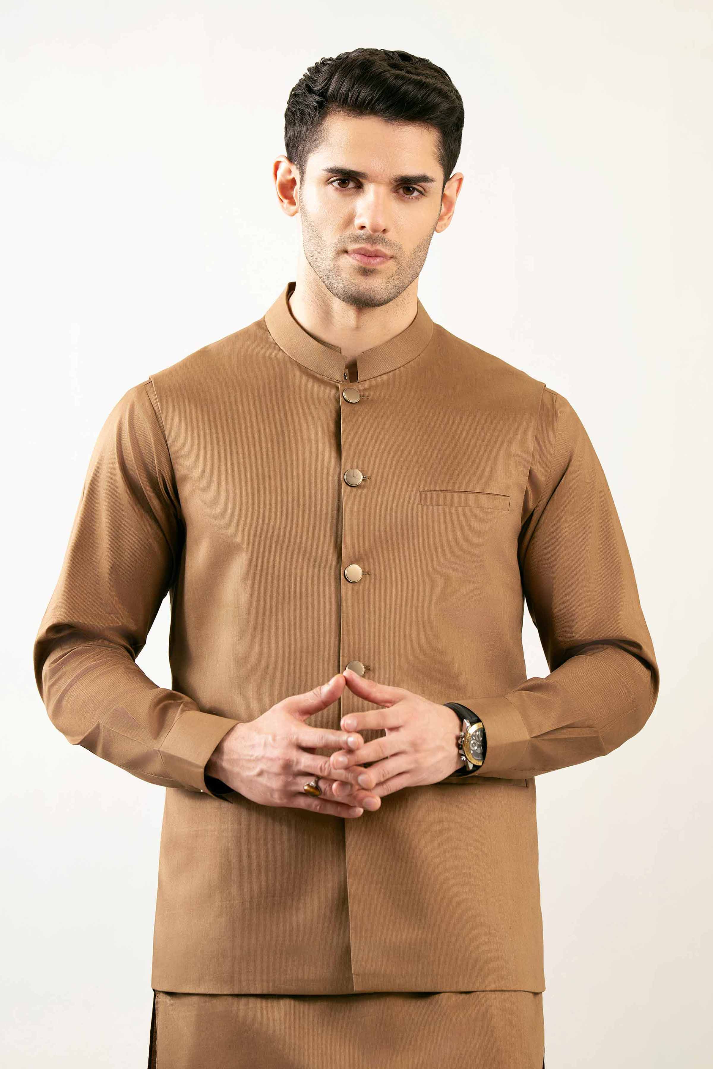 2 Piece - Naqsh Suit - 42508117 Brown Aspen 2PC Non-Embroidered