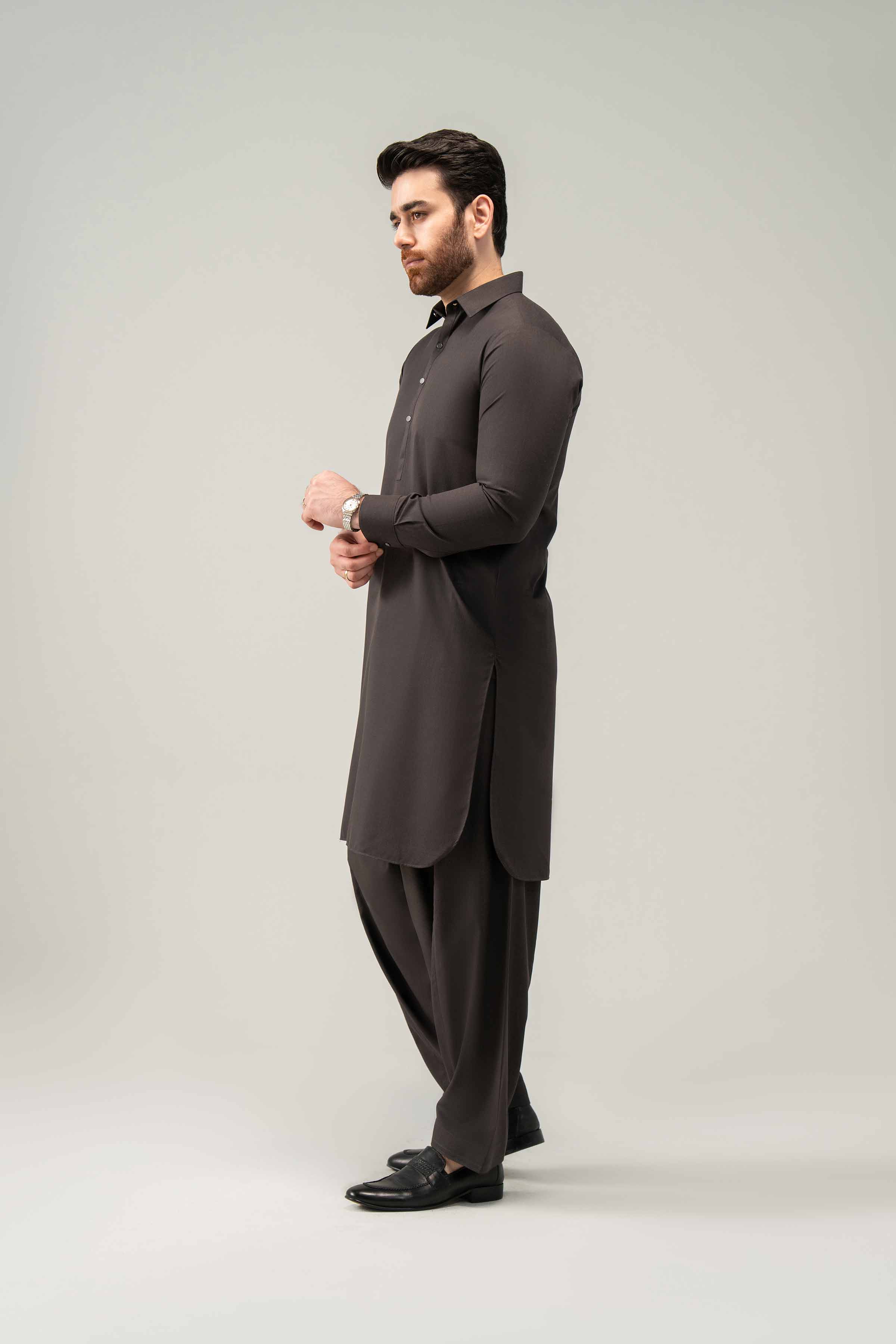 2 Piece - Naqsh Suit - 42508193 With Box Brown Blended 2PC