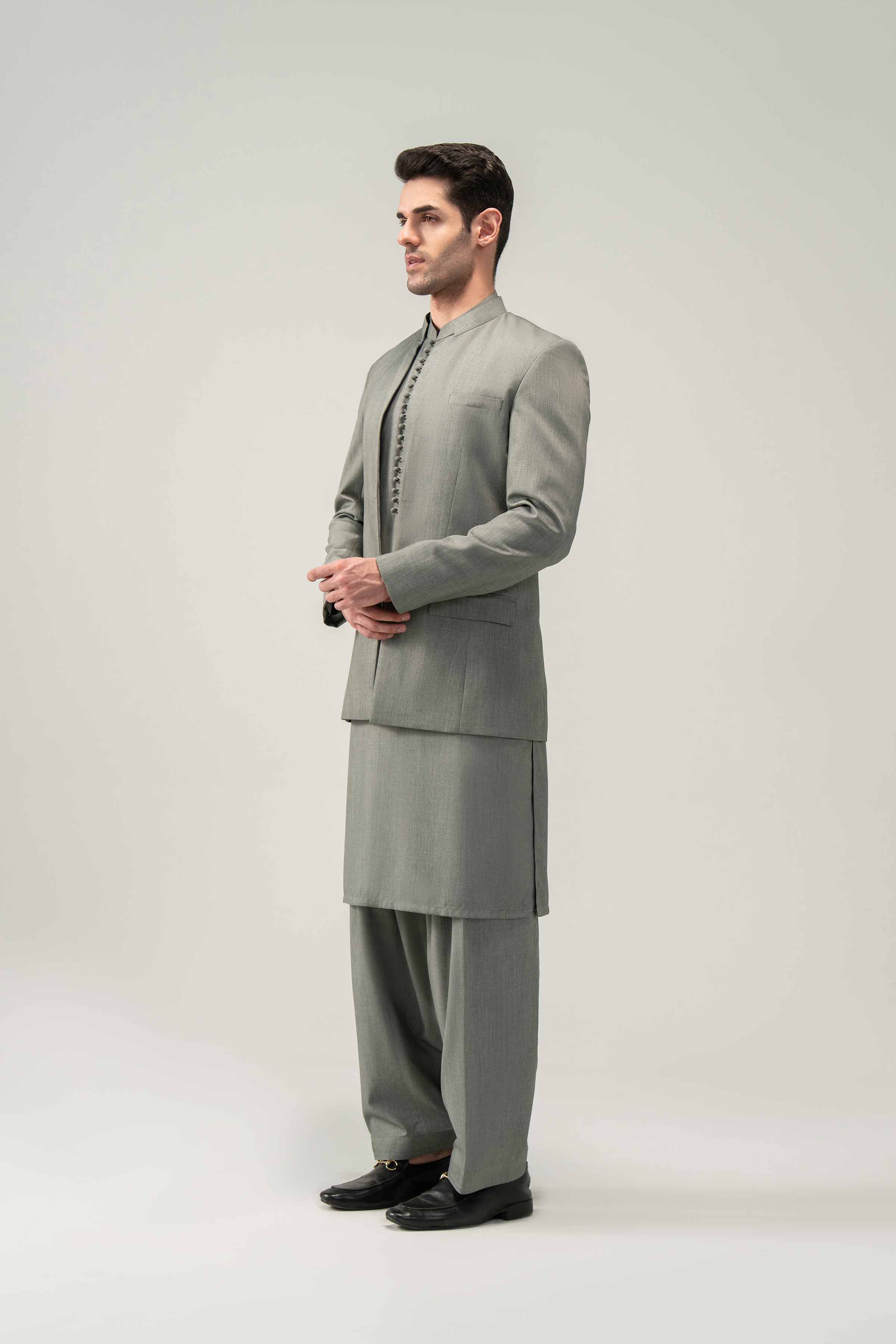 2 Piece - Naqsh Suit - 42508194 With Box Grey Blended 2PC