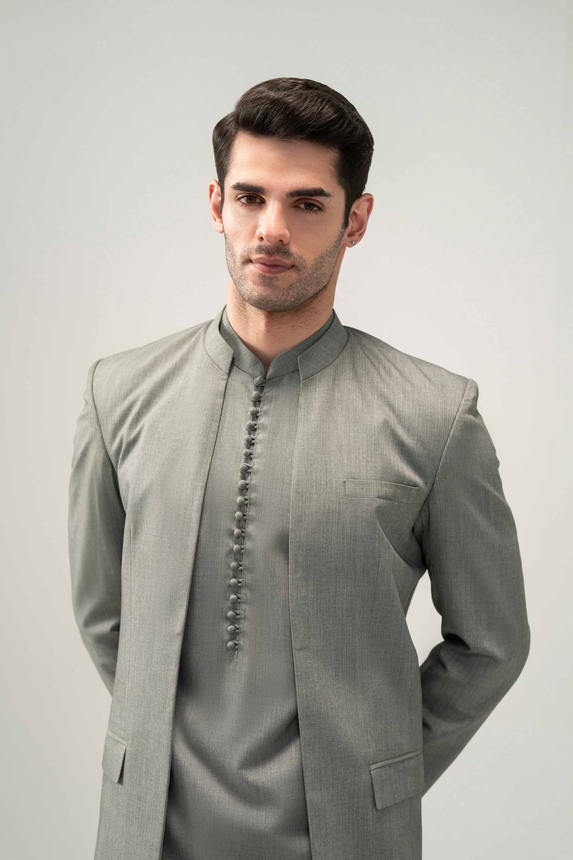 2 Piece - Naqsh Suit - 42508194 With Box Grey Blended 2PC