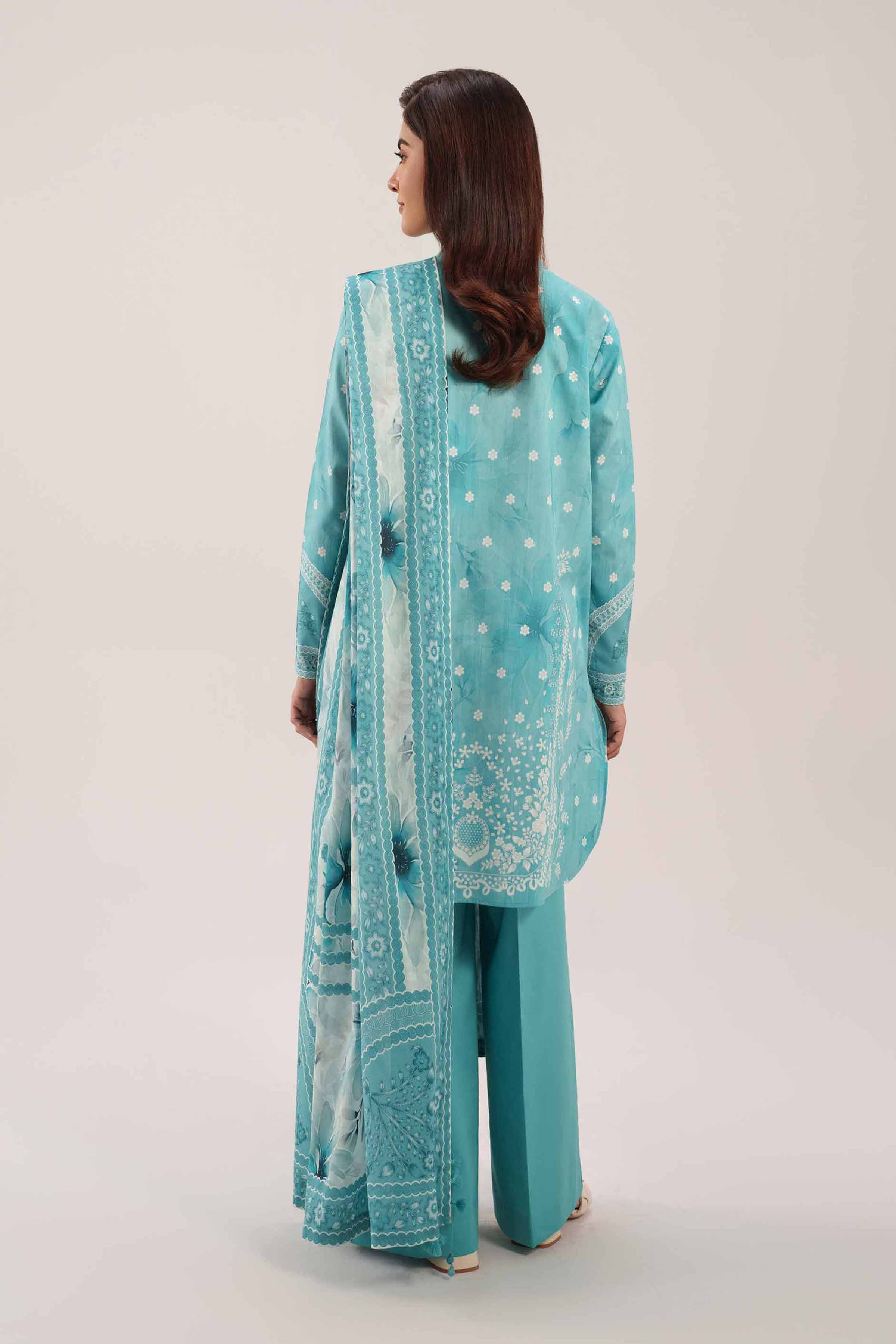 2 Piece - Digital Printed Suit - 42601001 NishatUAE Blue Lawn 2PC Printed Unstitched