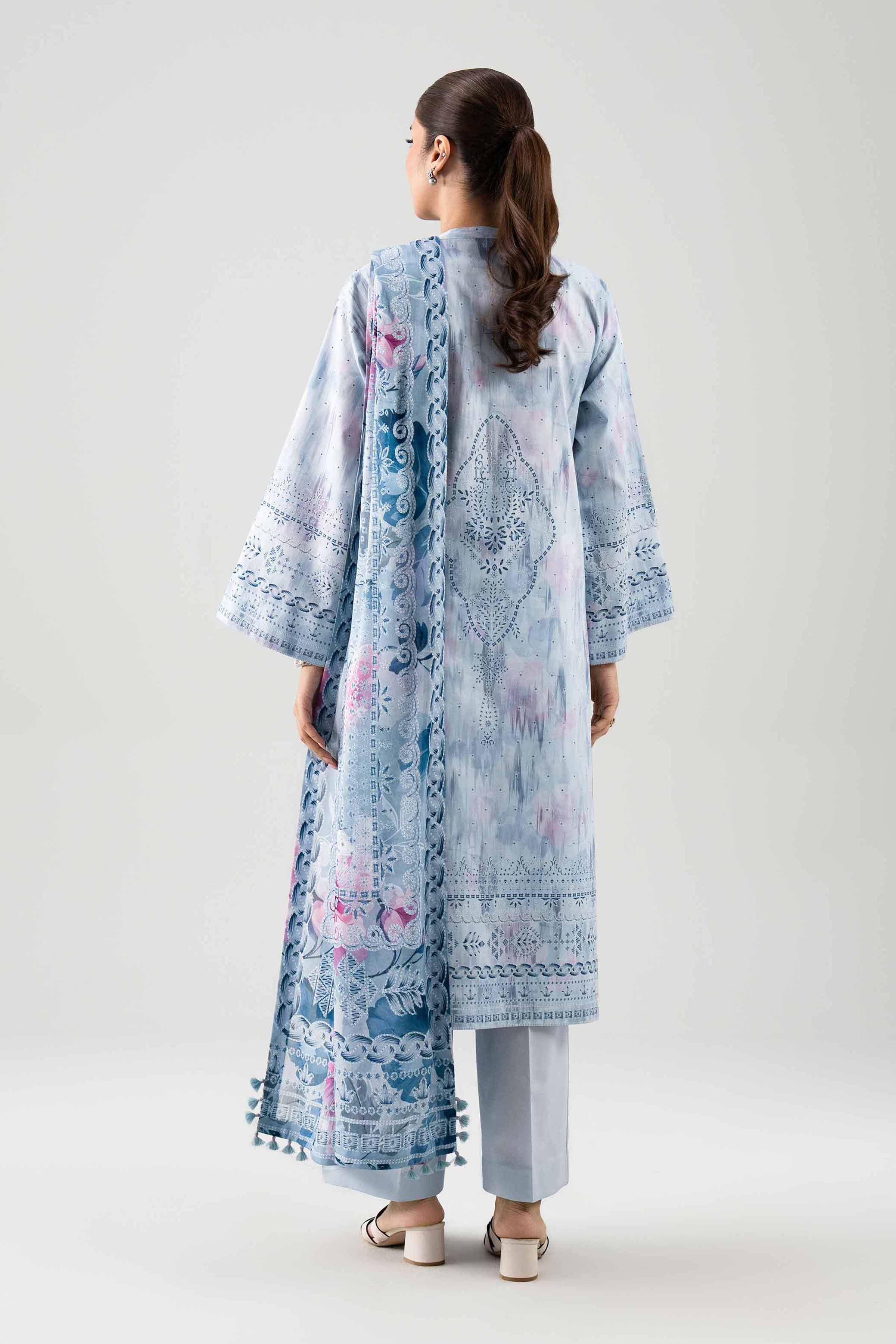 2 Piece - Digital Printed Suit - 42601002 NishatUAE Blue Lawn 2PC Printed Unstitched