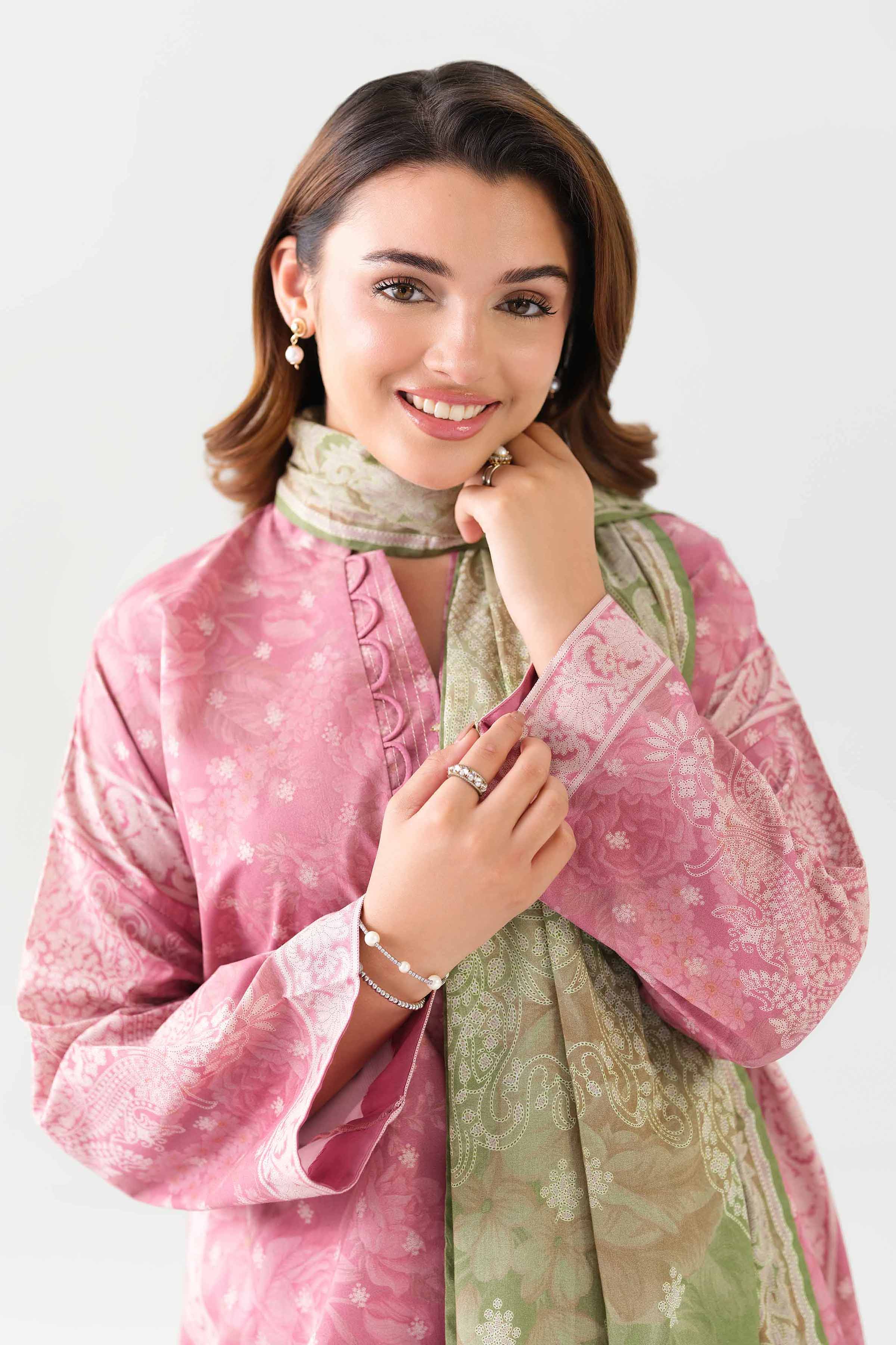 2 Piece - Digital Printed Suit - 42601005 NishatUAE Pink Lawn 2PC Printed Unstitched