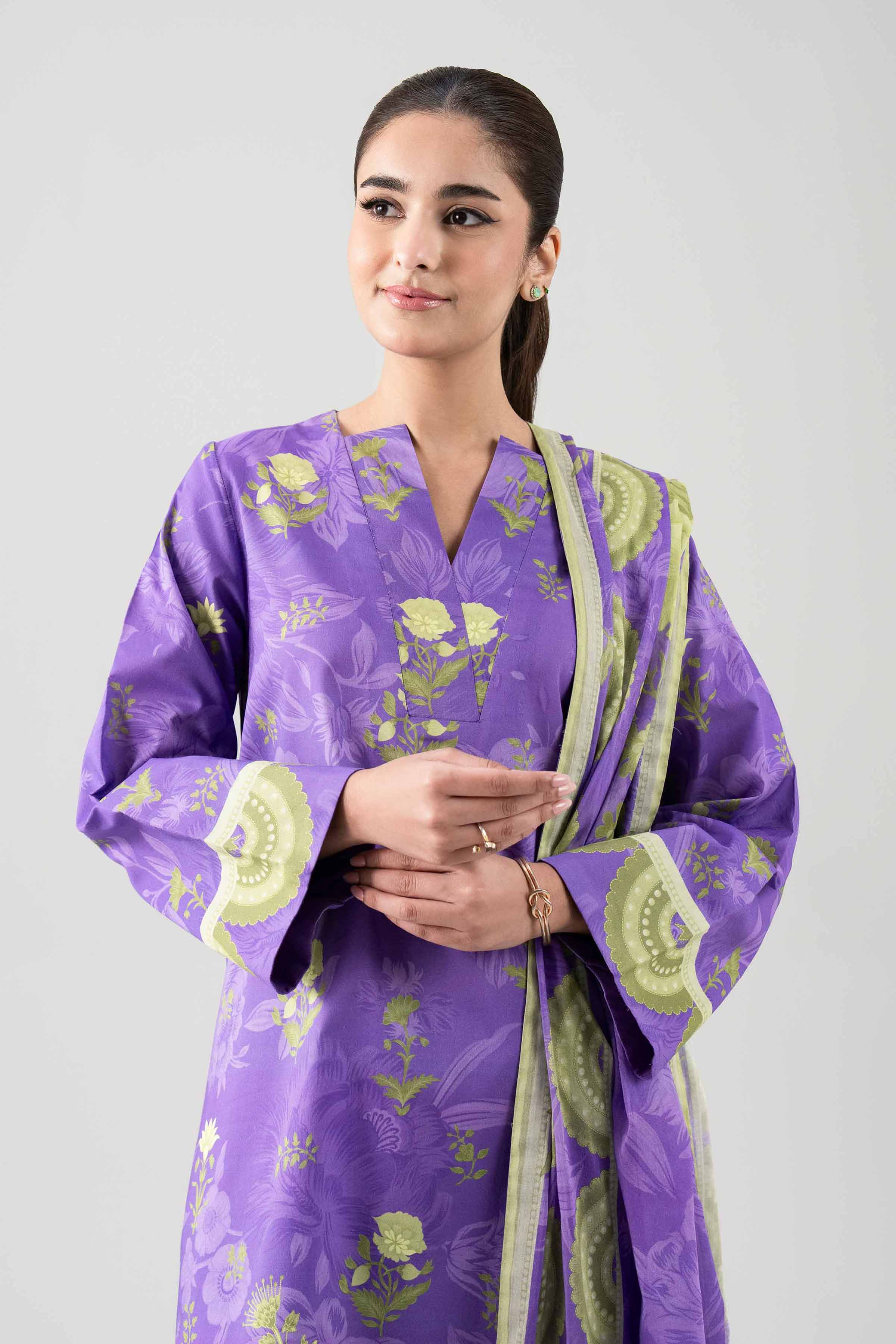 2 Piece - Digital Printed Suit - 42601006 NishatUAE Purple Lawn 2PC Printed Unstitched