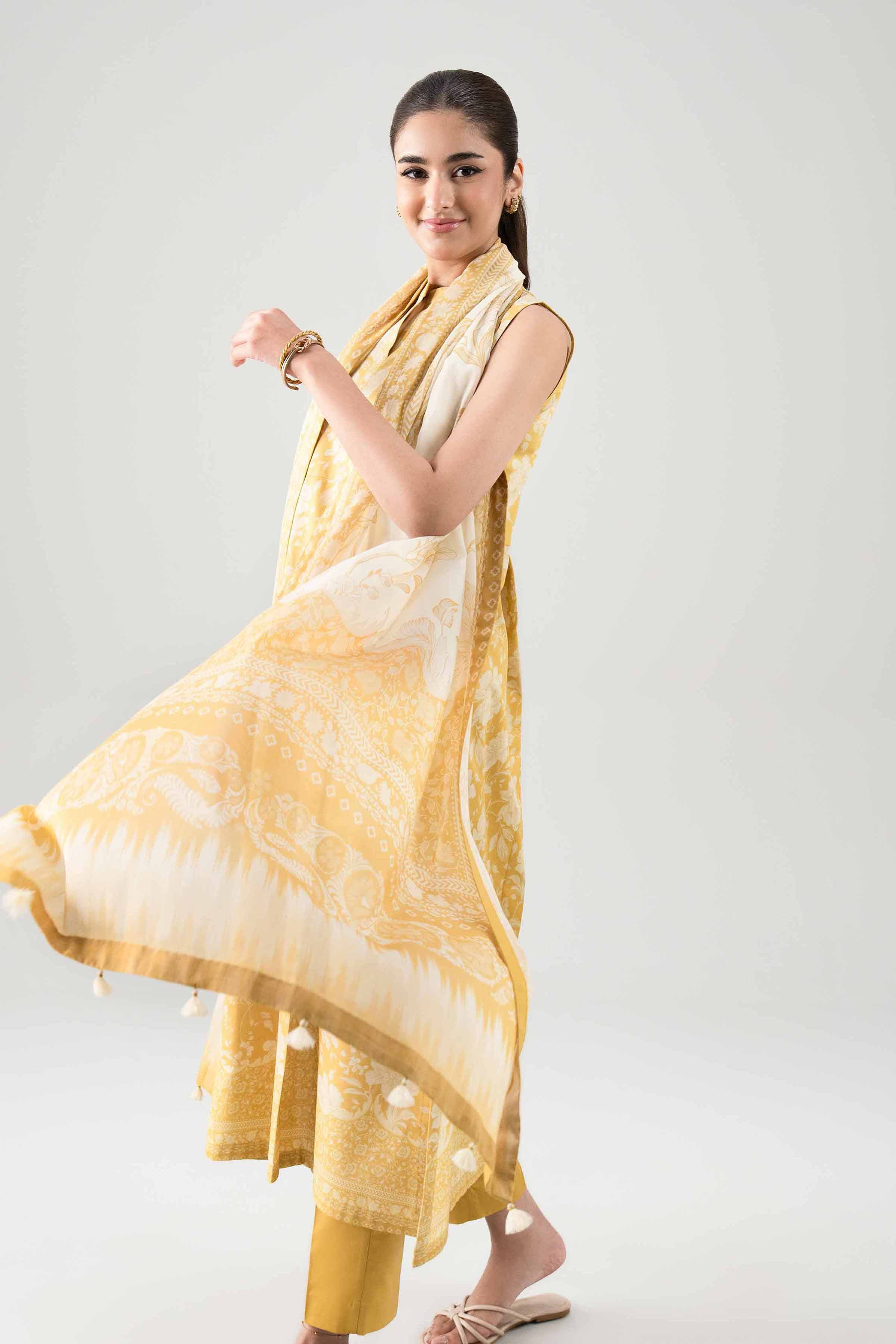 2 Piece - Digital Printed Suit - 42601007 NishatUAE Beige Lawn 2PC Printed Unstitched