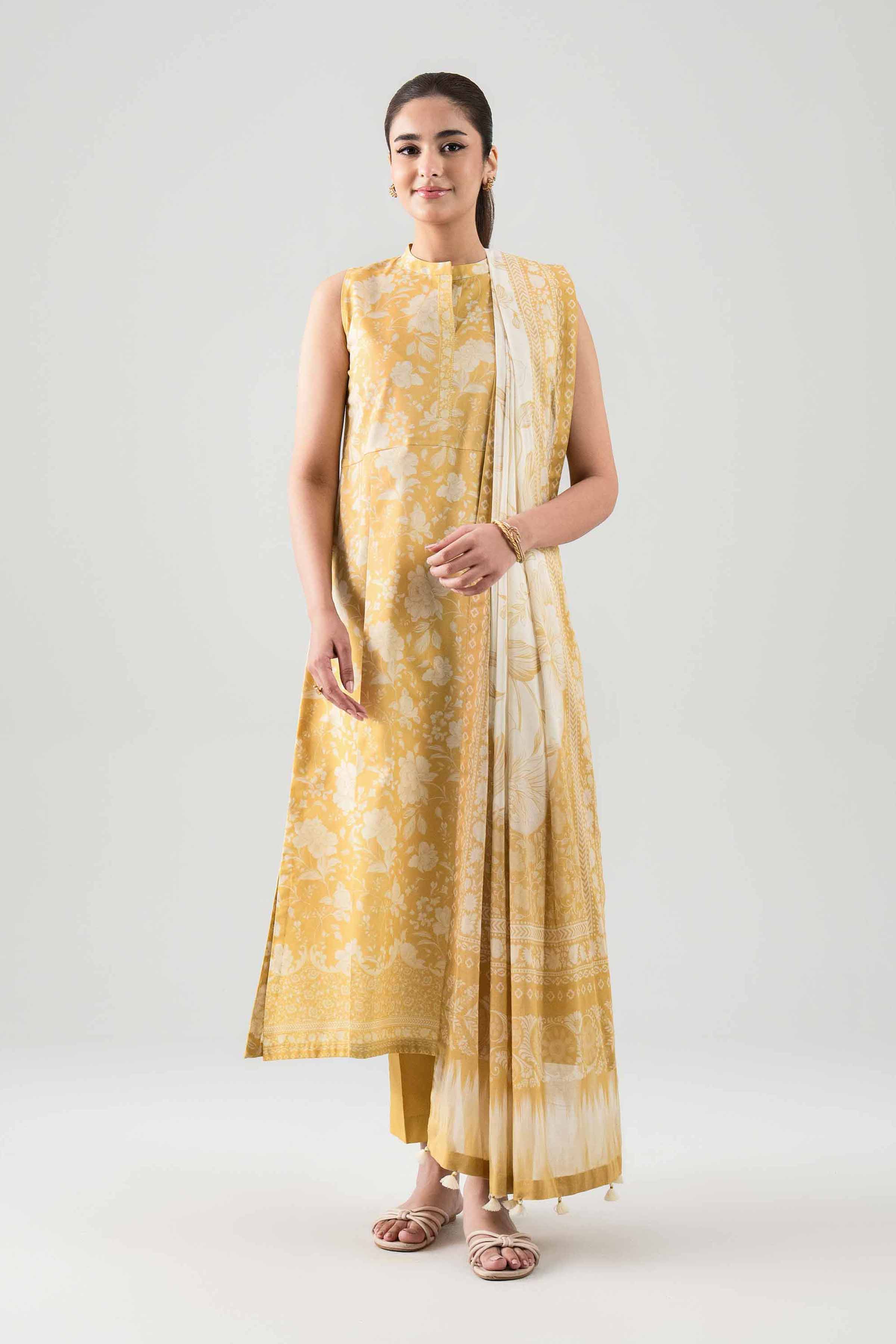 2 Piece - Digital Printed Suit - 42601007 NishatUAE Beige Lawn 2PC Printed Unstitched