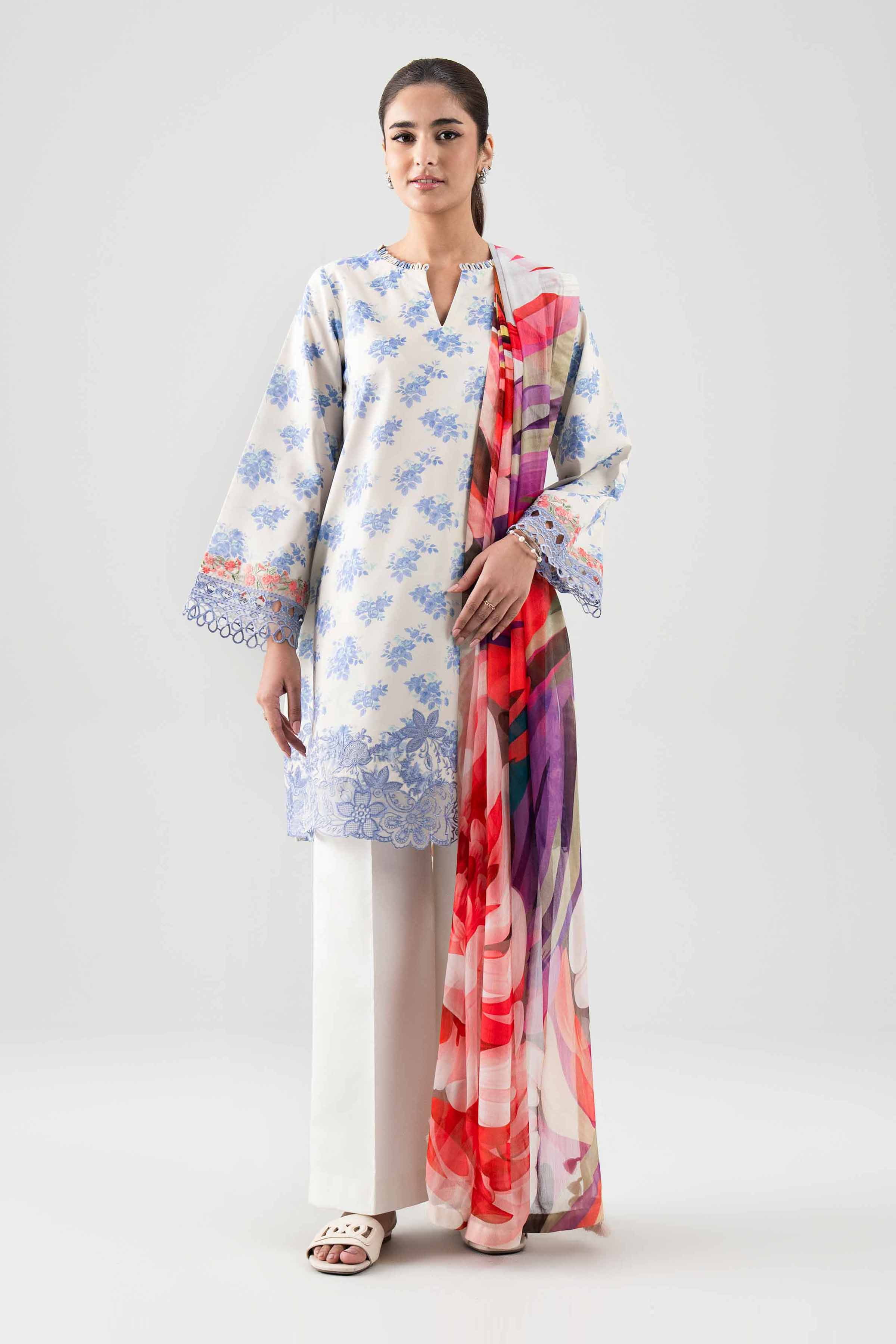 2 Piece - Digital Printed Embroidered Suit - 42601020 NishatUAE Multi Lawn 2PC Embroidered Unstitched