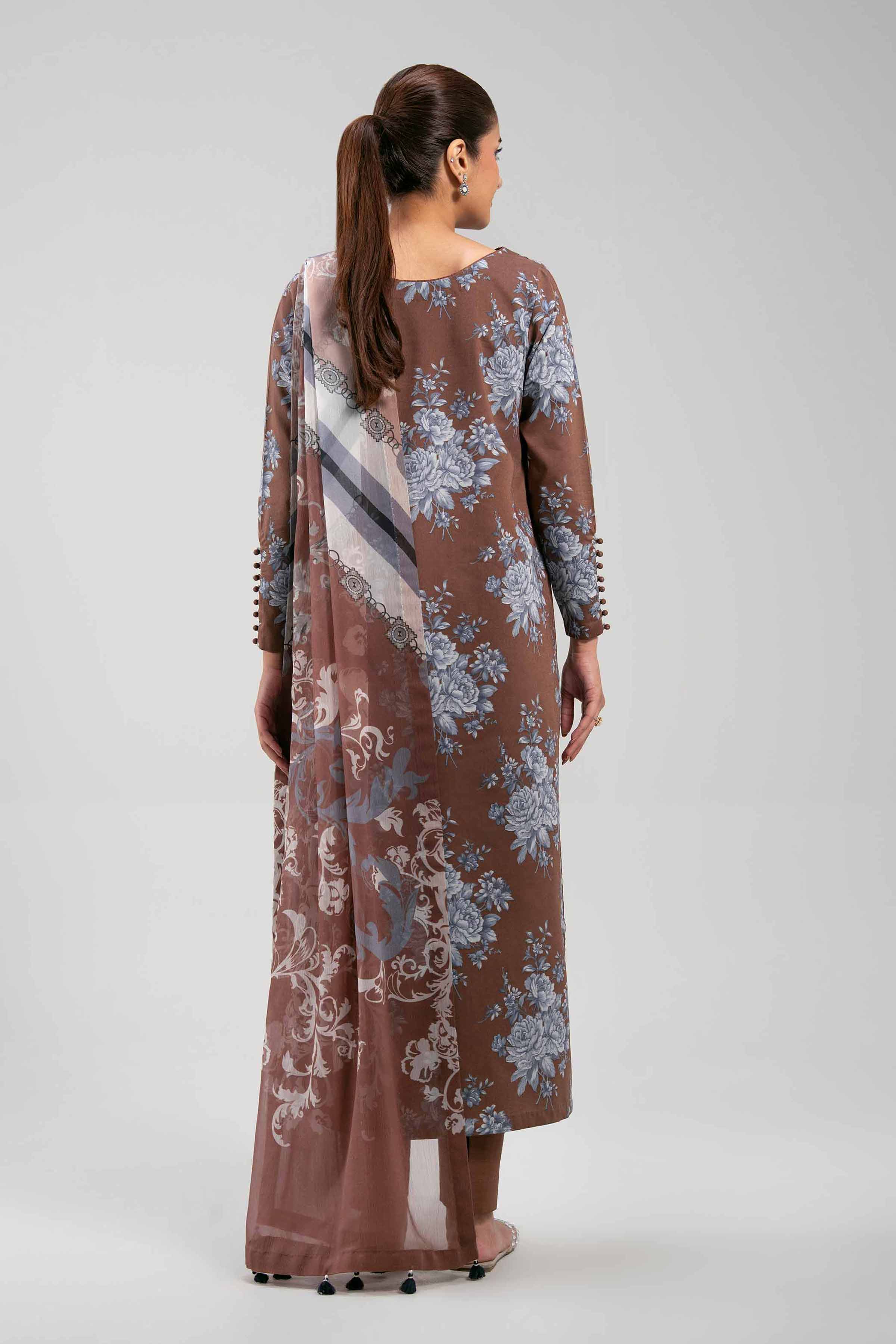 2 Piece - Digital Printed Suit - 42601023 NishatUAE Brown Lawn 2PC Printed Unstitched