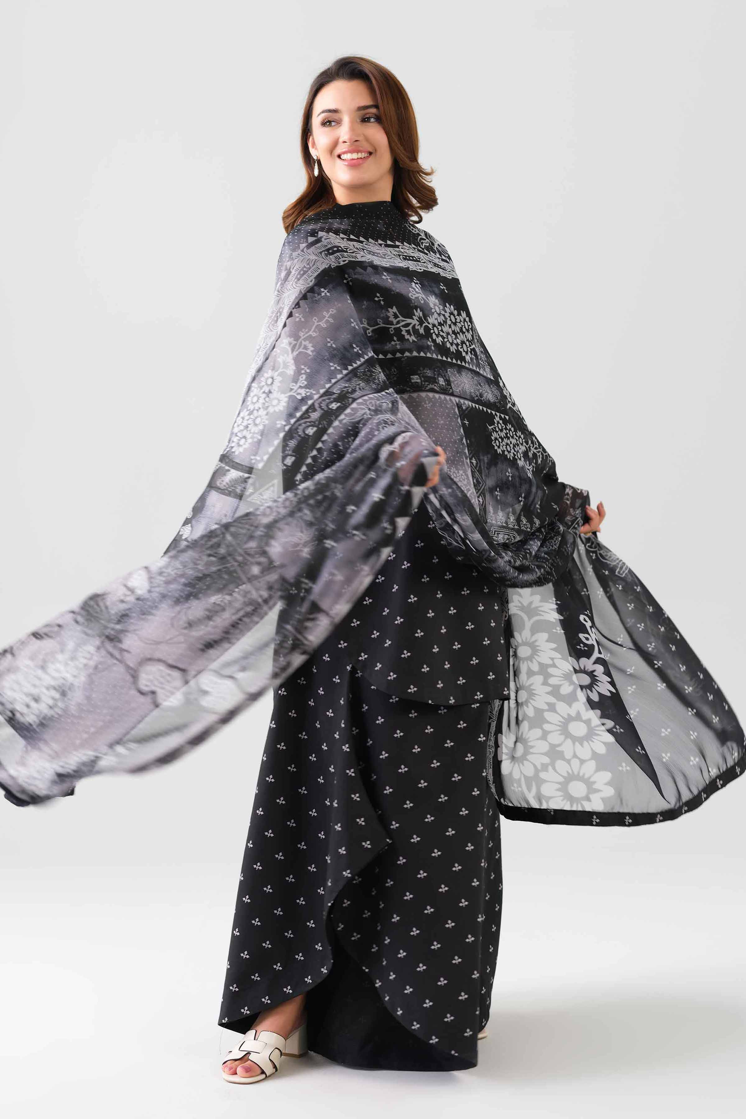 2 Piece - Digital Printed Suit - 42601025 NishatUAE Black Lawn 2PC Printed Unstitched