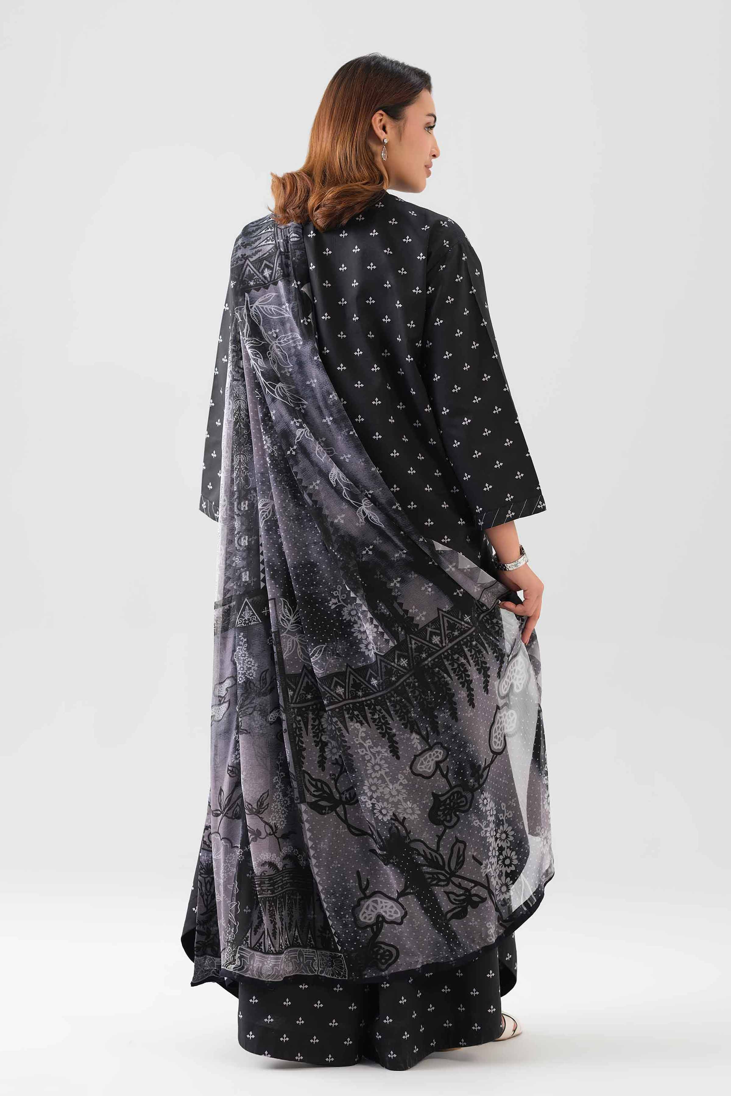 2 Piece - Digital Printed Suit - 42601025 NishatUAE Black Lawn 2PC Printed Unstitched