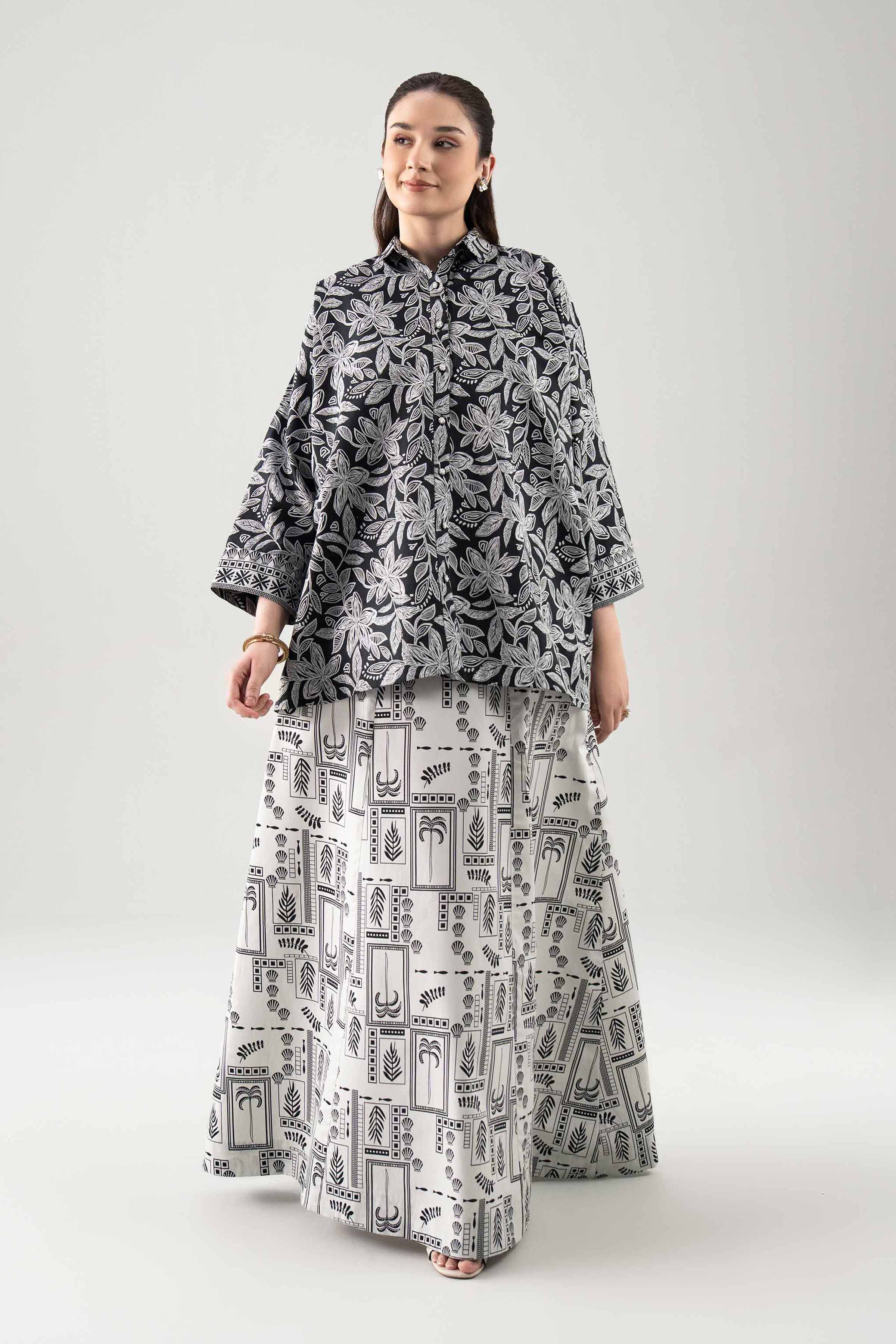 2 Piece - Printed Suit - 42601039 NishatUAE Black Cambric 2PC Printed Unstitched