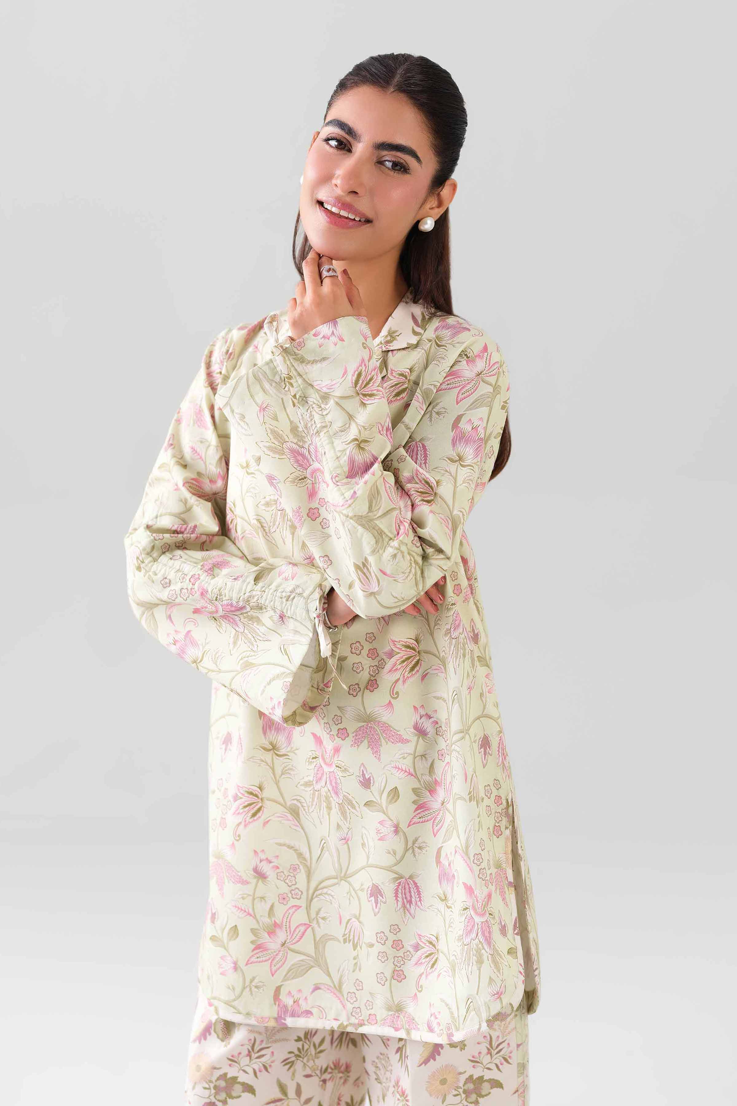 2 Piece - Printed Suit - 42601040 NishatUAE Beige Cambric 2PC Printed Unstitched