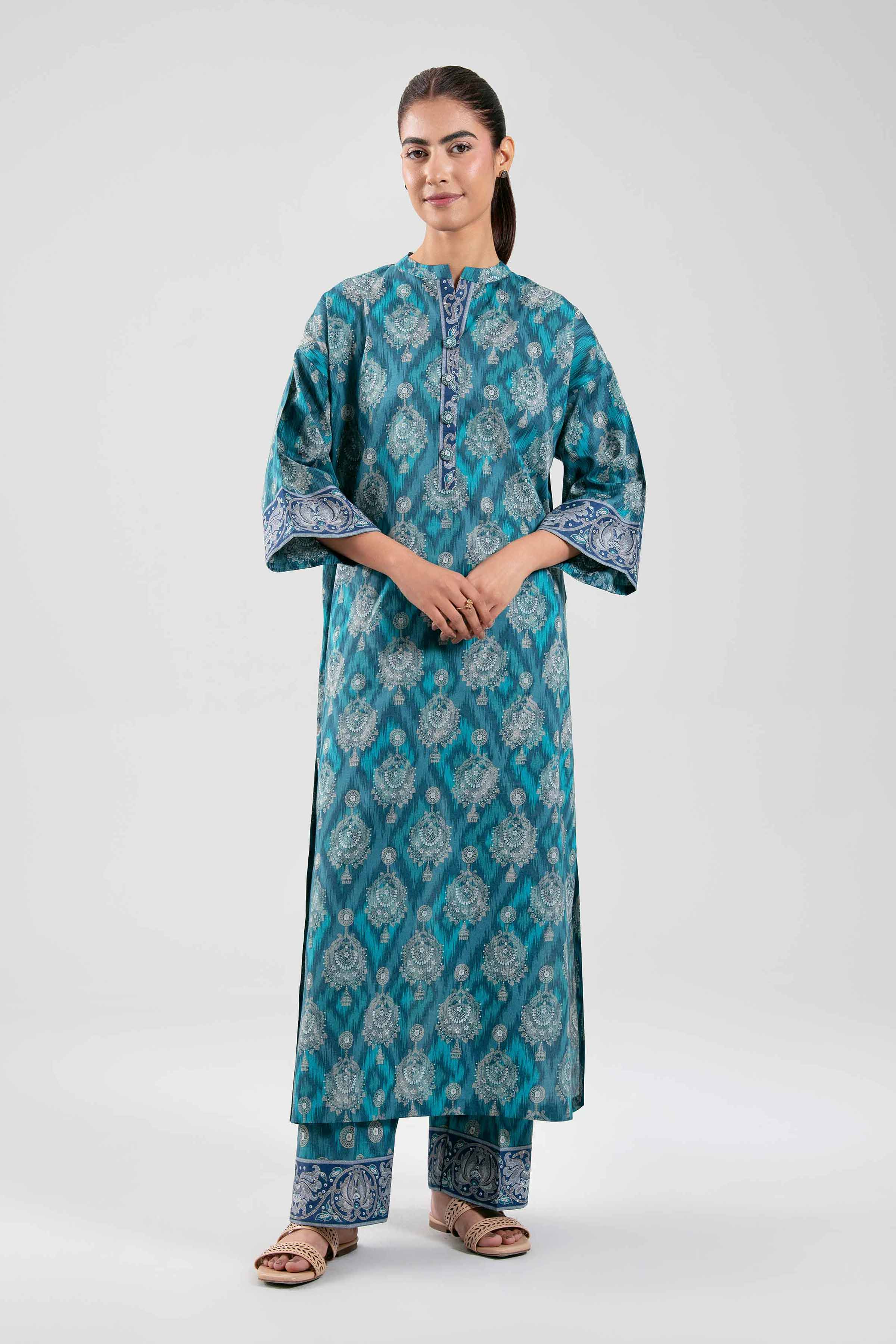 2 Piece - Printed Suit - 42601044 Blue Lawn 2PC Printed