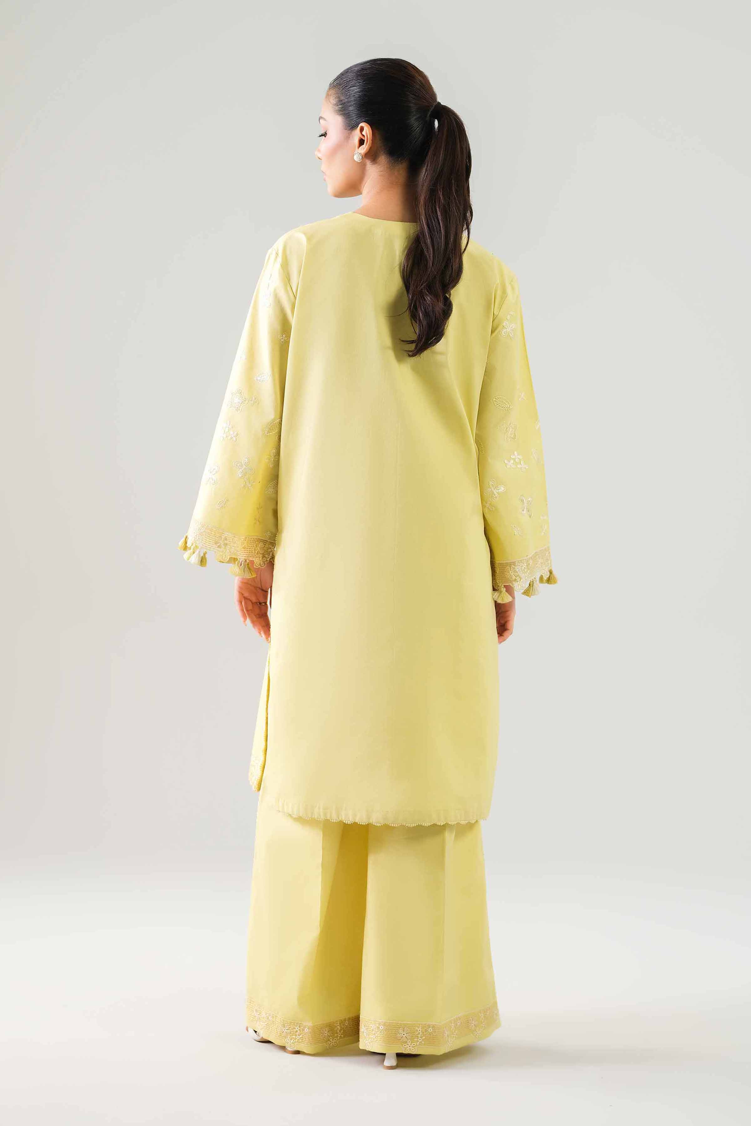 2 Piece - Embroidered Suit - 42601054 NishatUAE Yellow Lawn 2PC Embroidered Unstitched