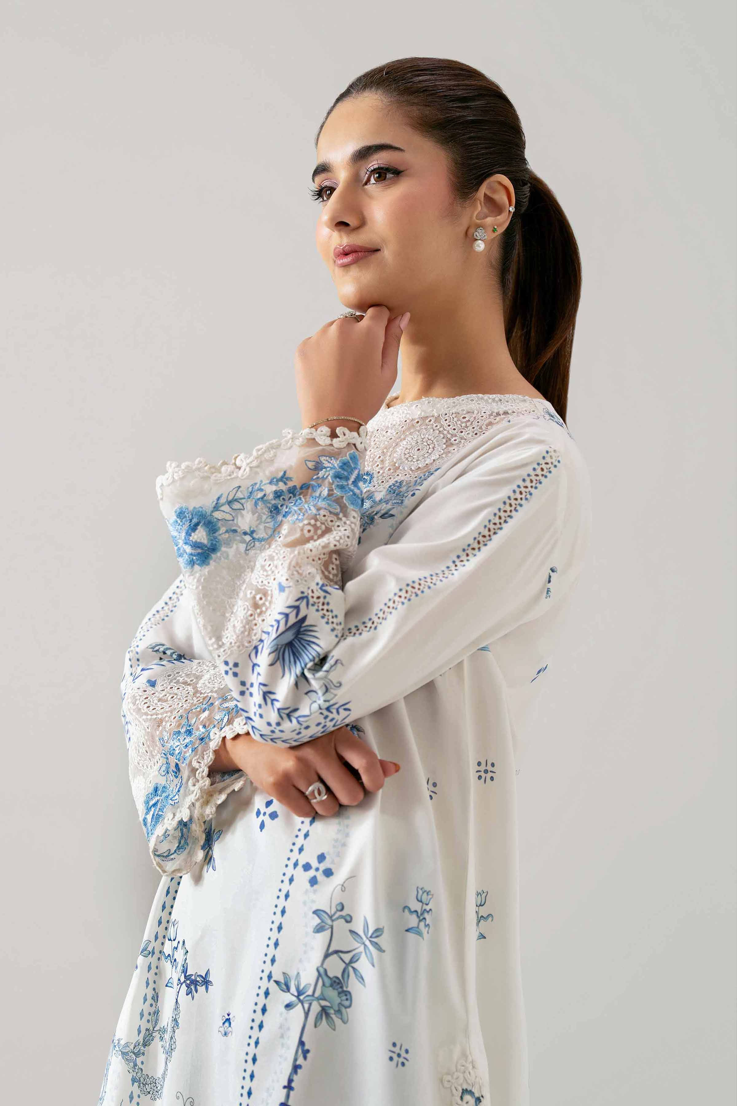 2 Piece - Digital Printed Embroidered Suit - 42601059 NishatUAE White Lawn 2PC Embroidered Unstitched