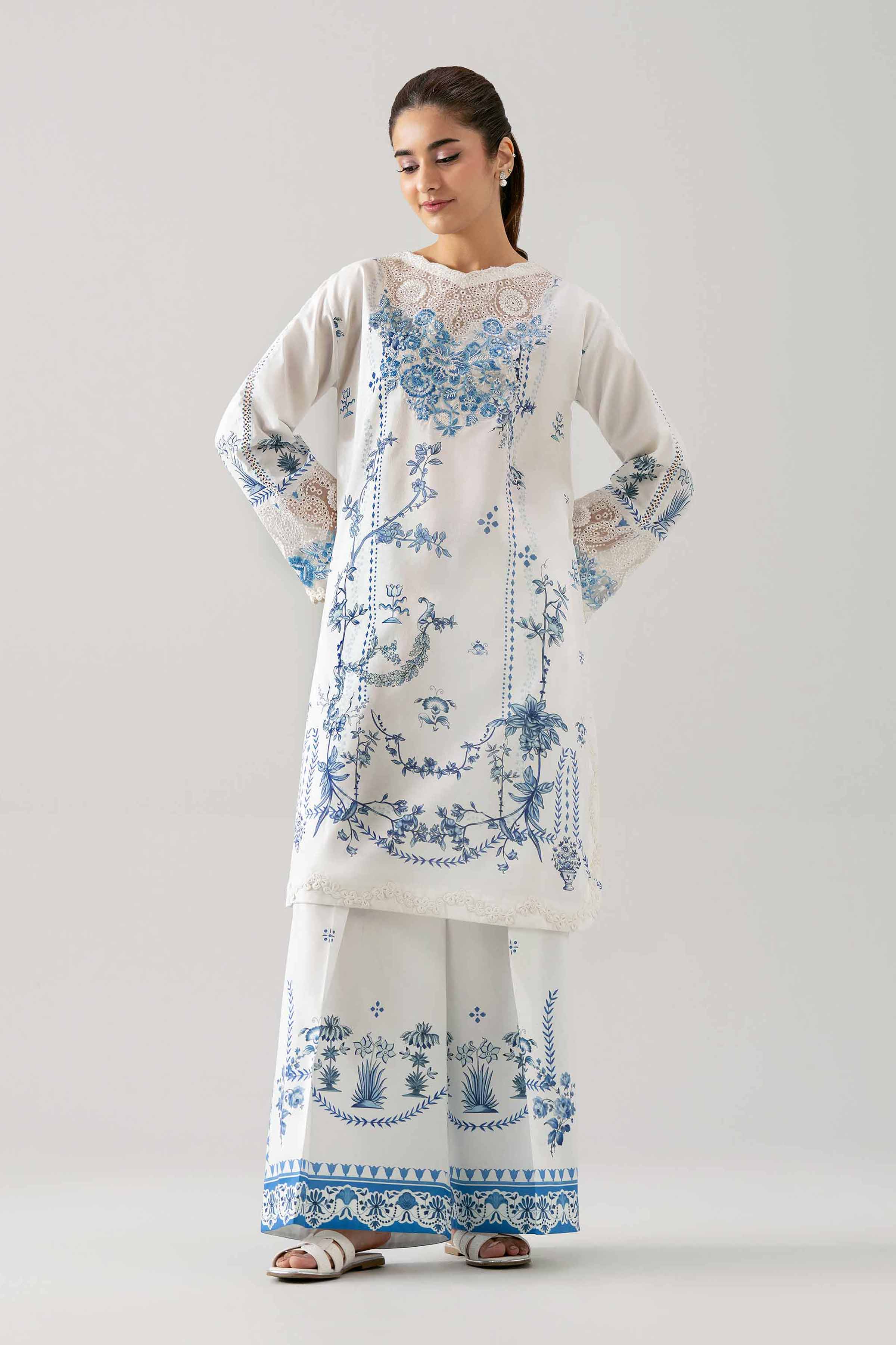 2 Piece - Digital Printed Embroidered Suit - 42601059 NishatUAE White Lawn 2PC Embroidered Unstitched