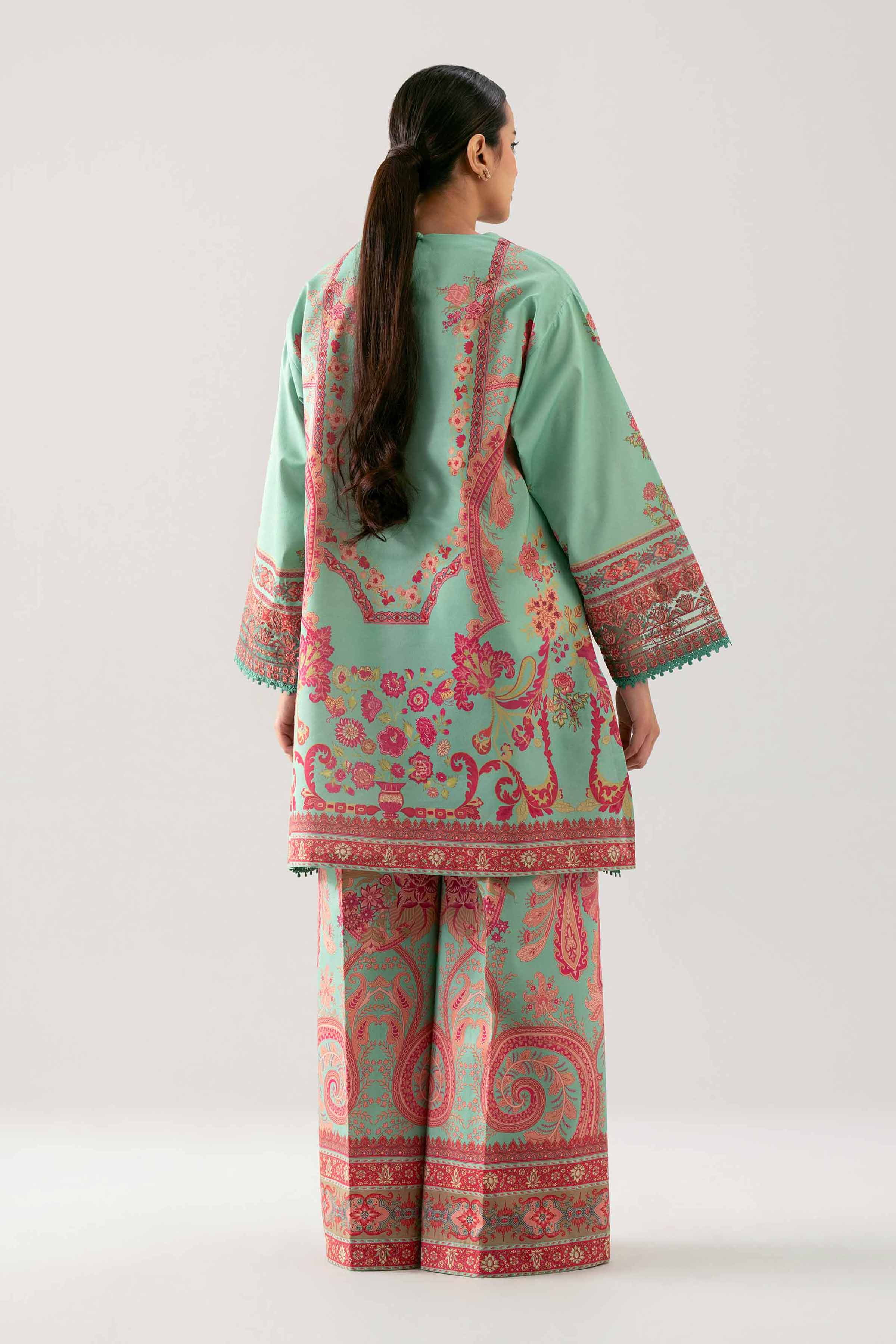 2 Piece - Digital Printed Embroidered Suit - 42601060 NishatUAE Green Lawn 2PC Embroidered Unstitched