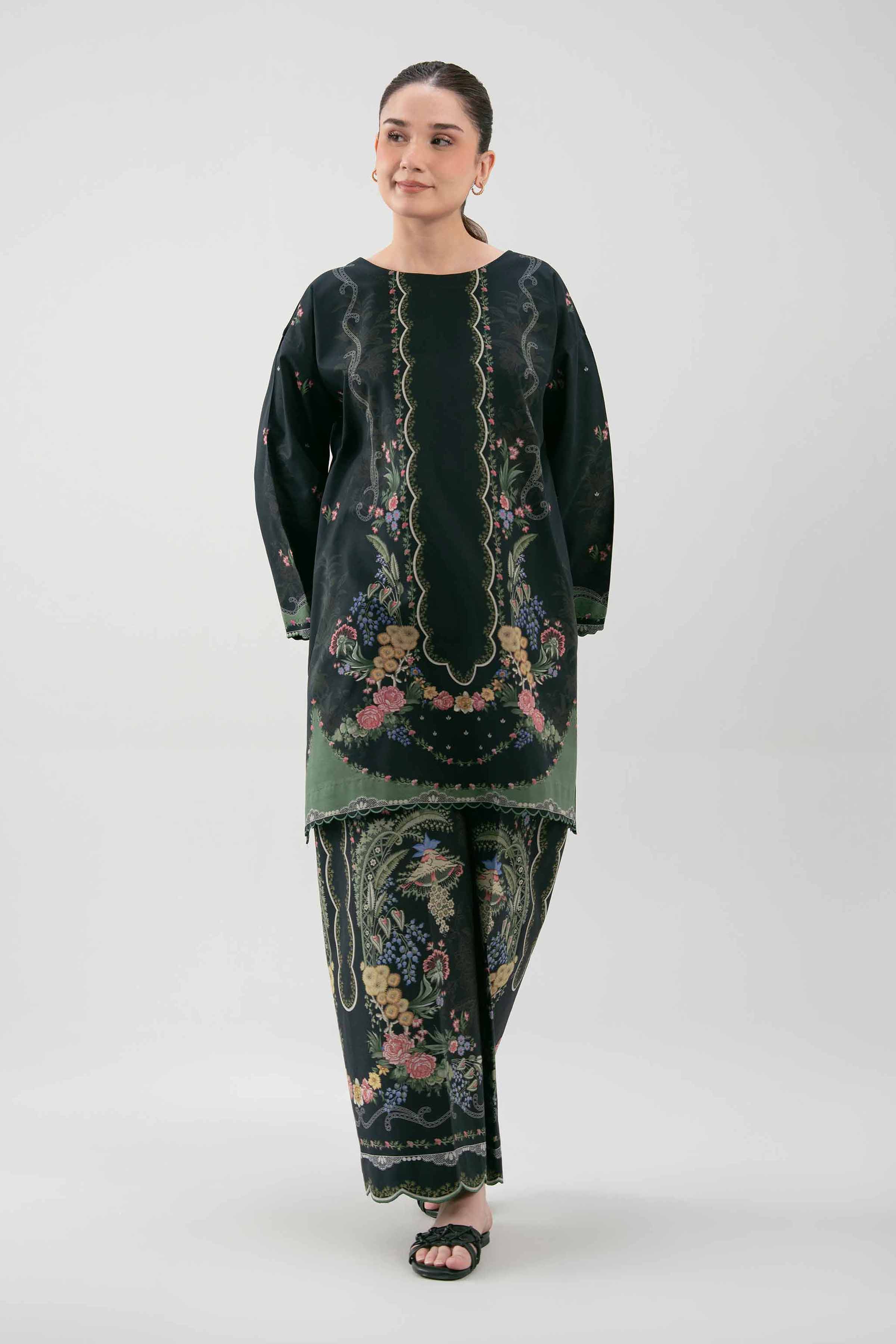 2 Piece - Digital Printed Suit - 42601064 NishatUAE Black Lawn 2PC Printed Unstitched