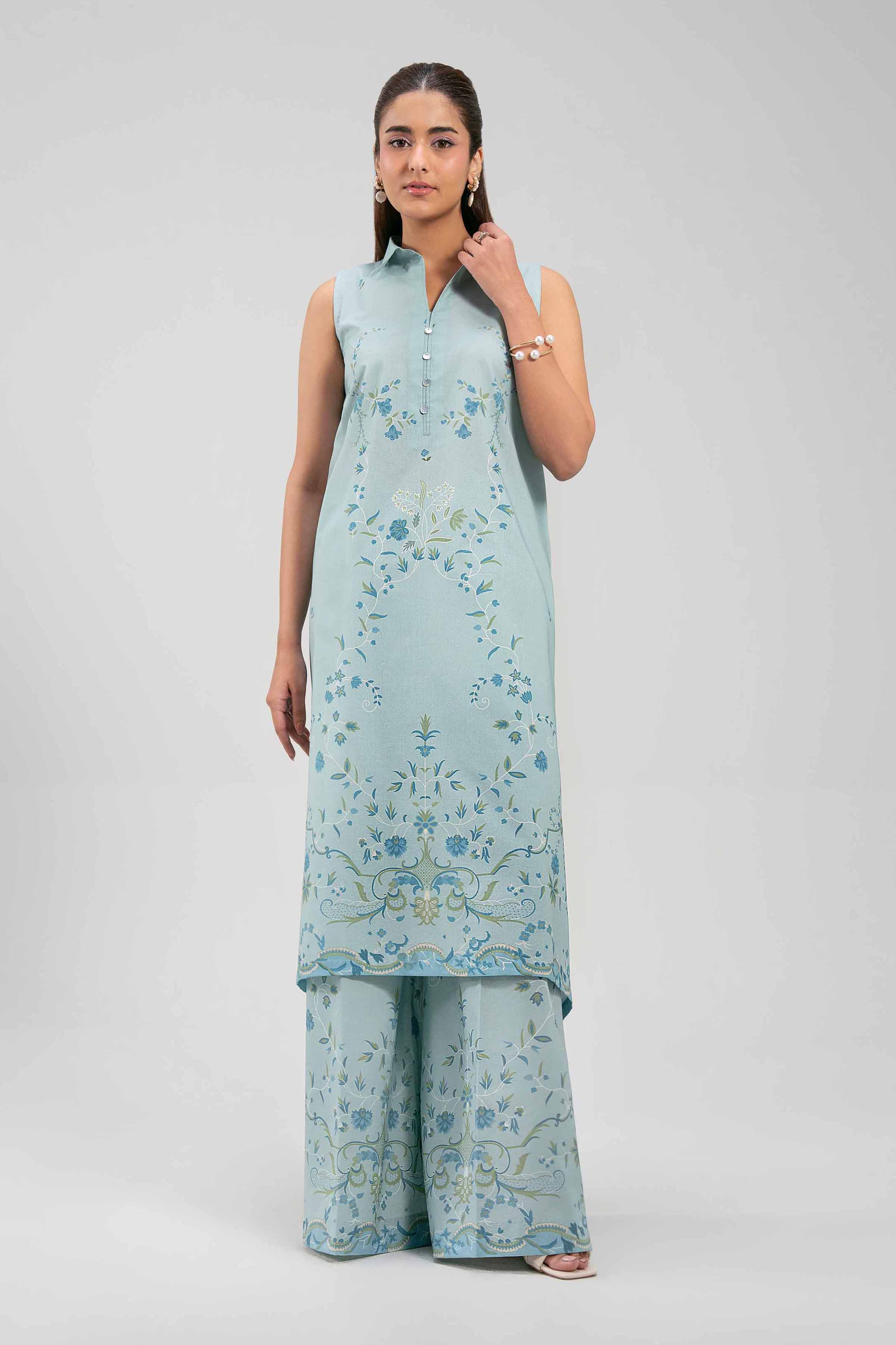 2 Piece - Digital Printed Suit - 42601065 NishatUAE Blue Lawn 2PC Printed Unstitched