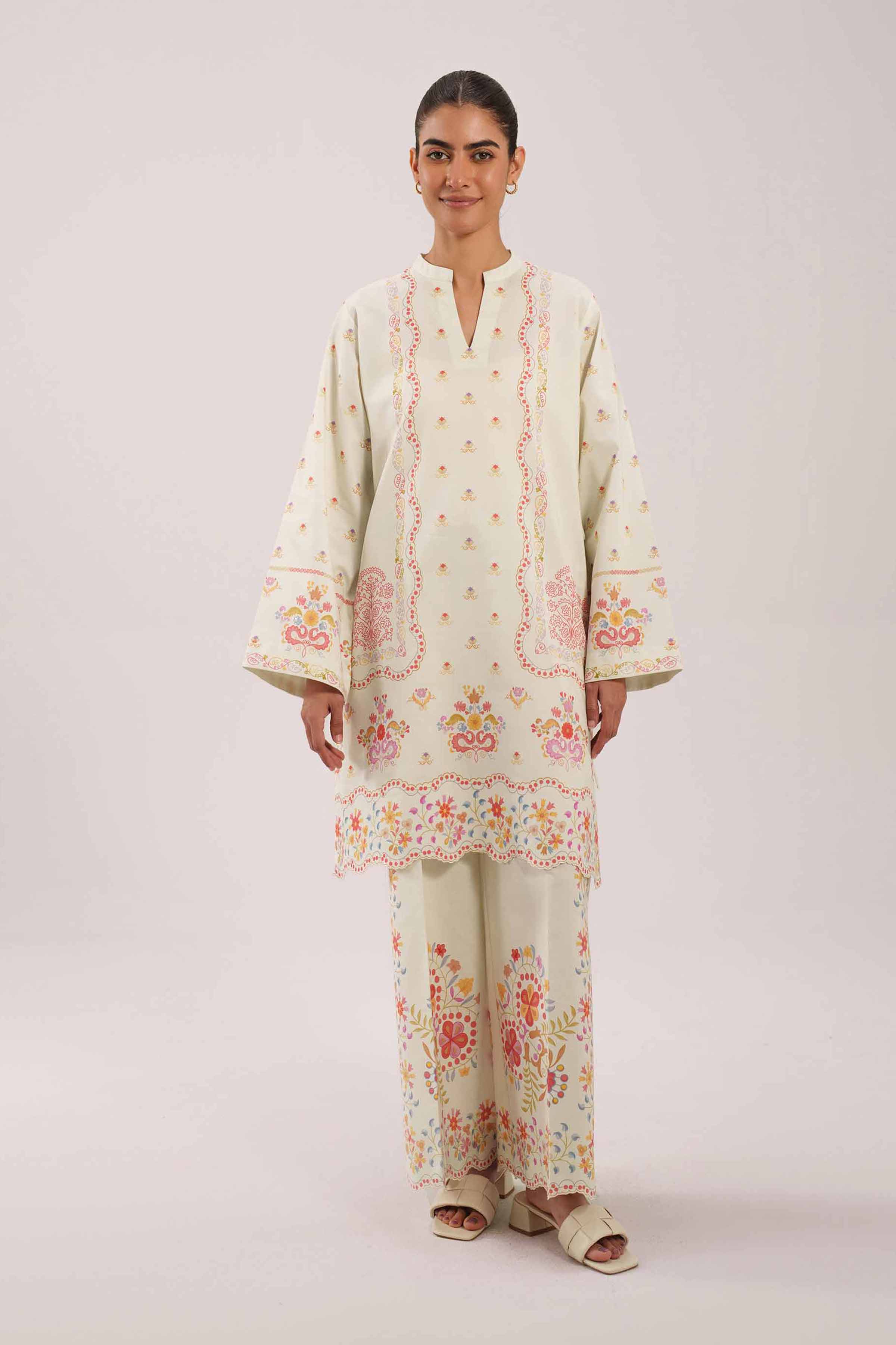 2 Piece - Digital Printed Suit - 42601066 NishatUAE Cream Lawn 2PC Printed Unstitched