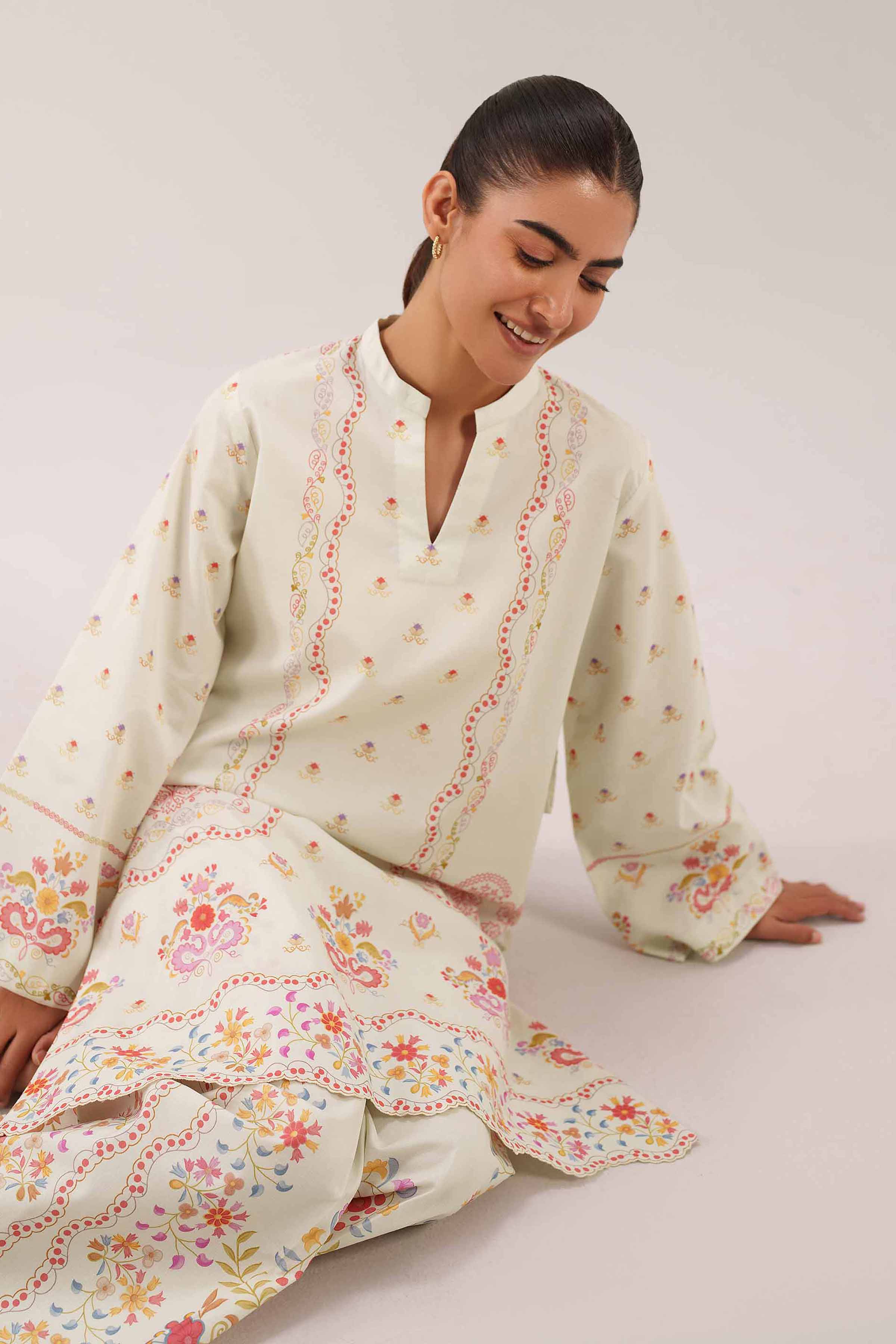 2 Piece - Digital Printed Suit - 42601066 NishatUAE Cream Lawn 2PC Printed Unstitched