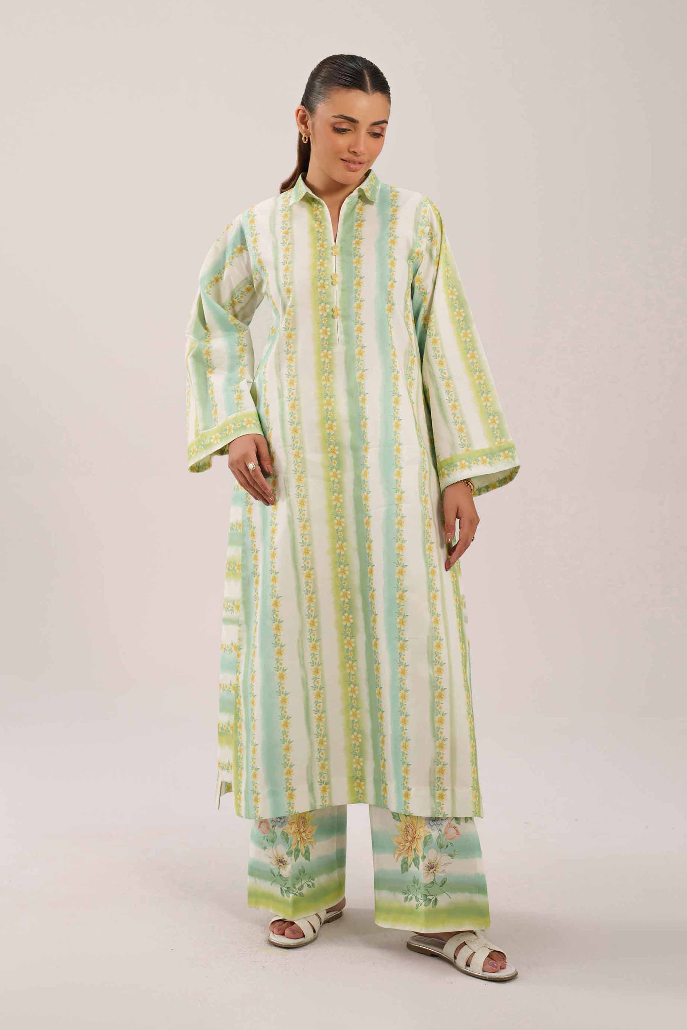 2 Piece - Digital Printed Suit - 42601067 NishatUAE Green Lawn 2PC Printed Unstitched