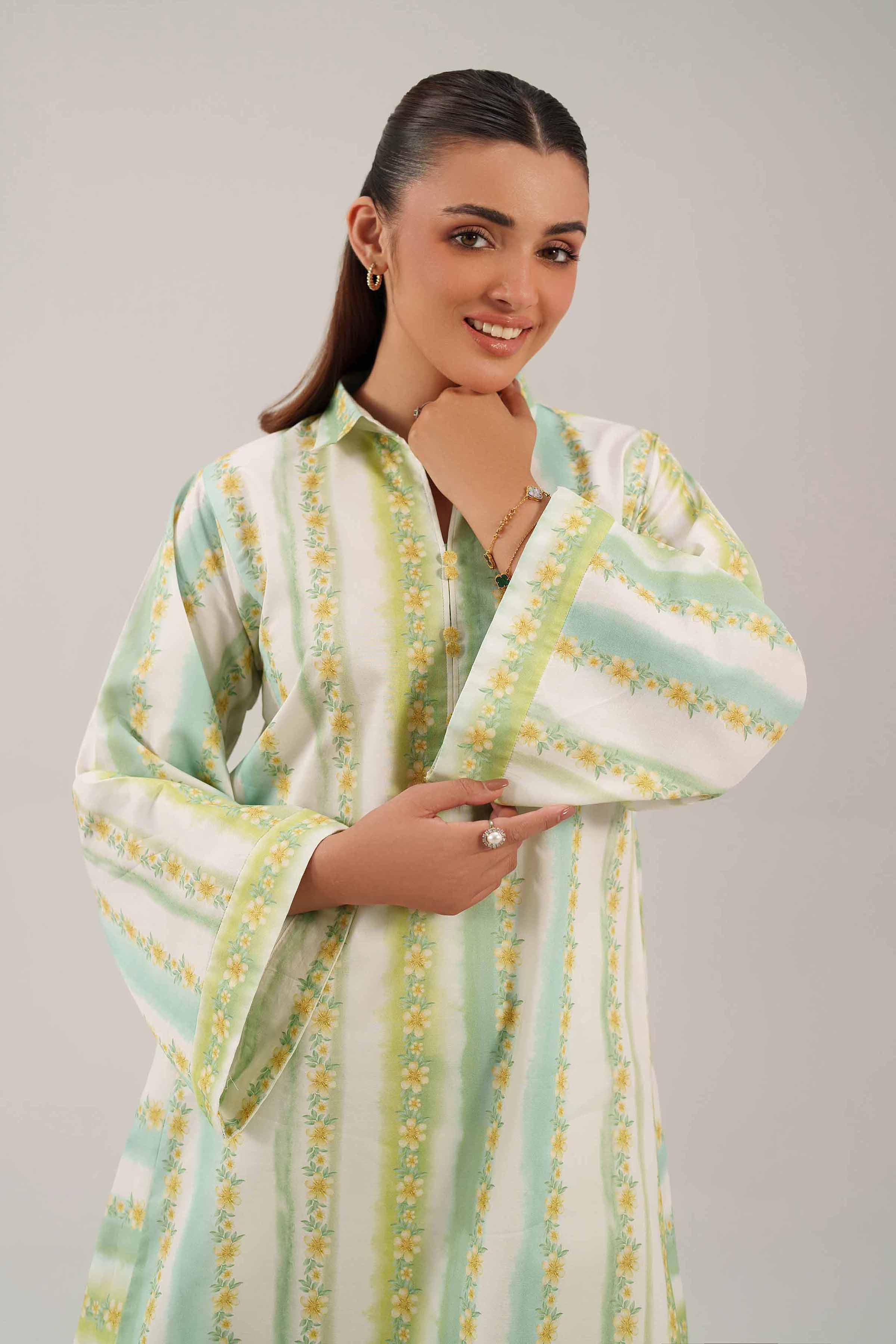 2 Piece - Digital Printed Suit - 42601067 NishatUAE Green Lawn 2PC Printed Unstitched