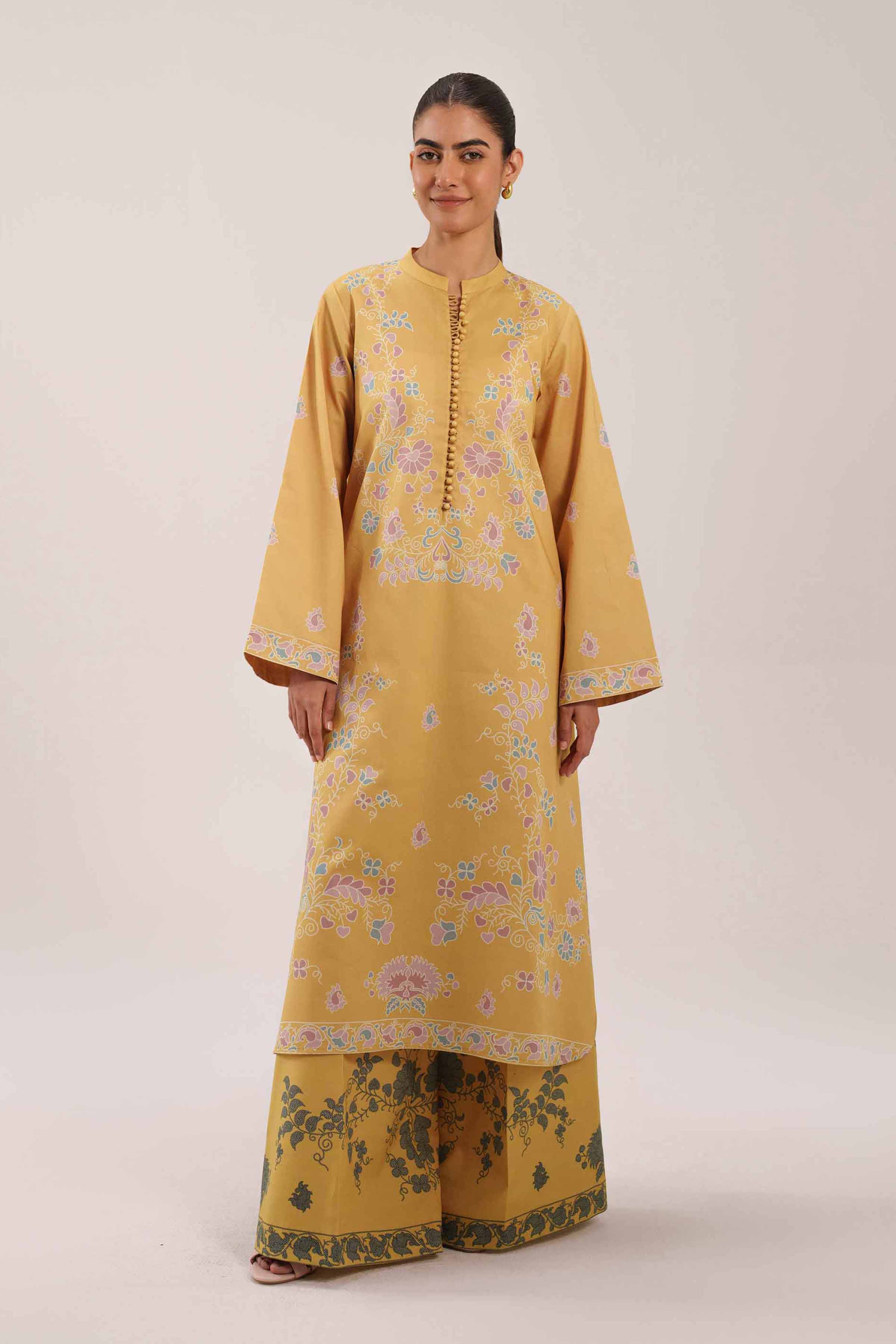 2 Piece - Digital Printed Suit - 42601068 NishatUAE Yellow Lawn 2PC Printed Unstitched