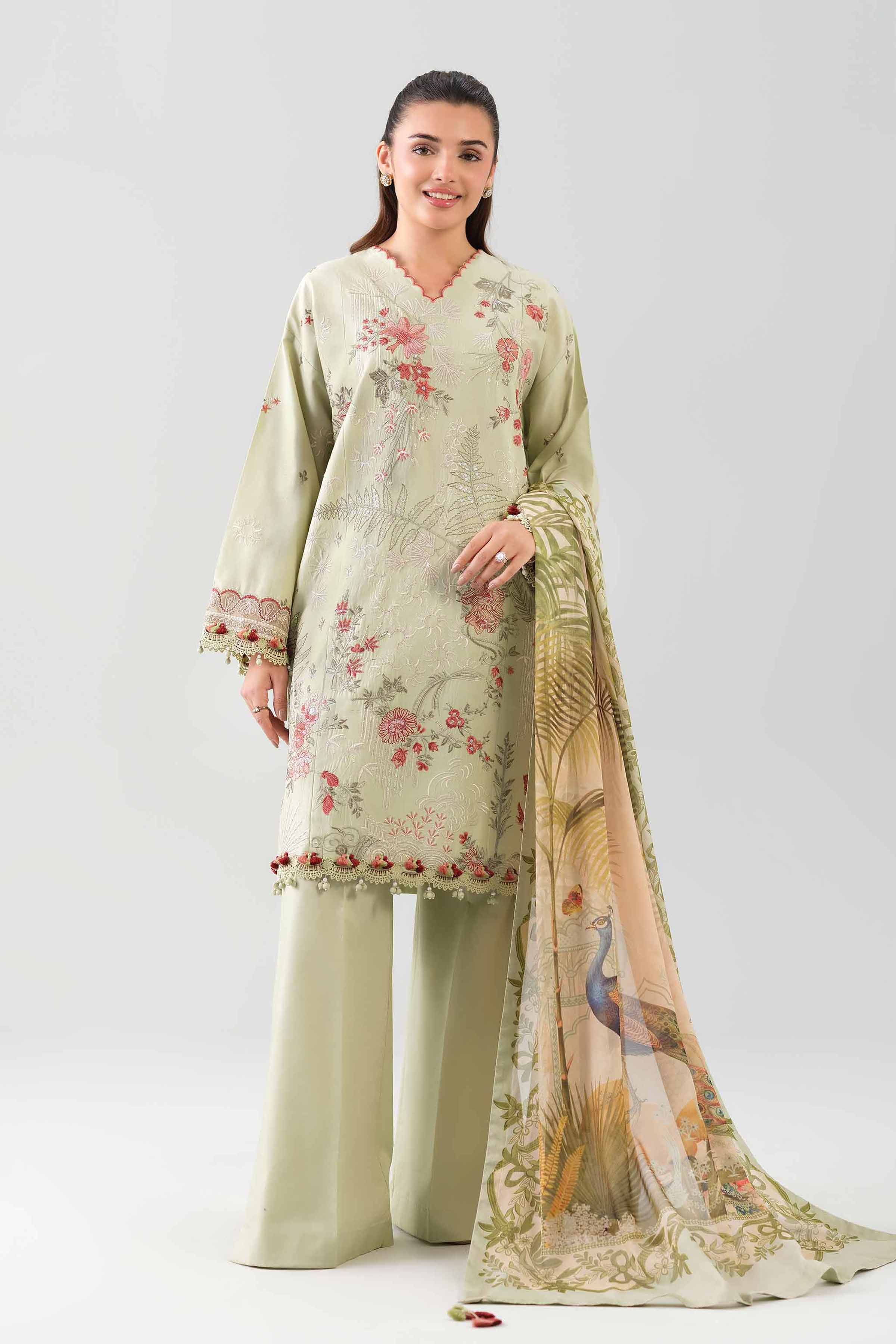 3 Piece - Digital Printed Embroidered Suit - 42601074