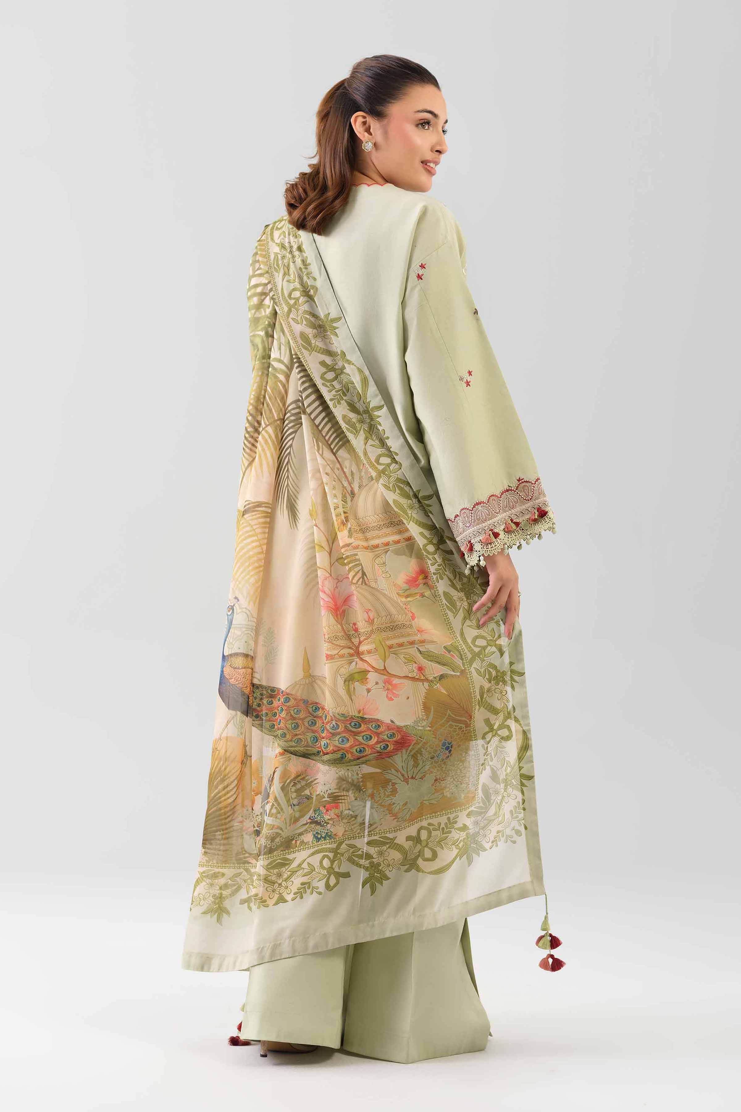 3 Piece - Digital Printed Embroidered Suit - 42601074