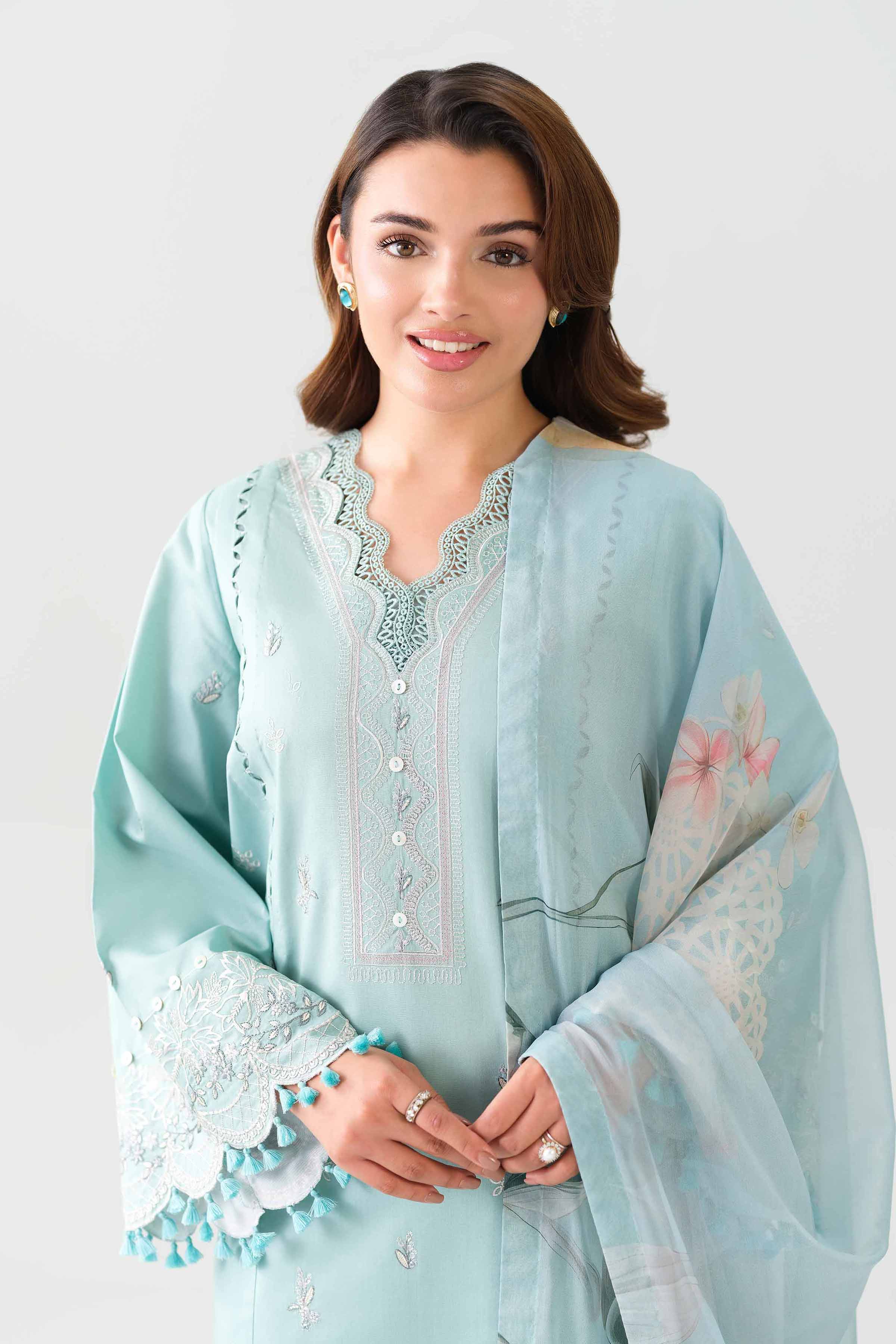 3 Piece - Digital Printed Embroidered Suit - 42601078