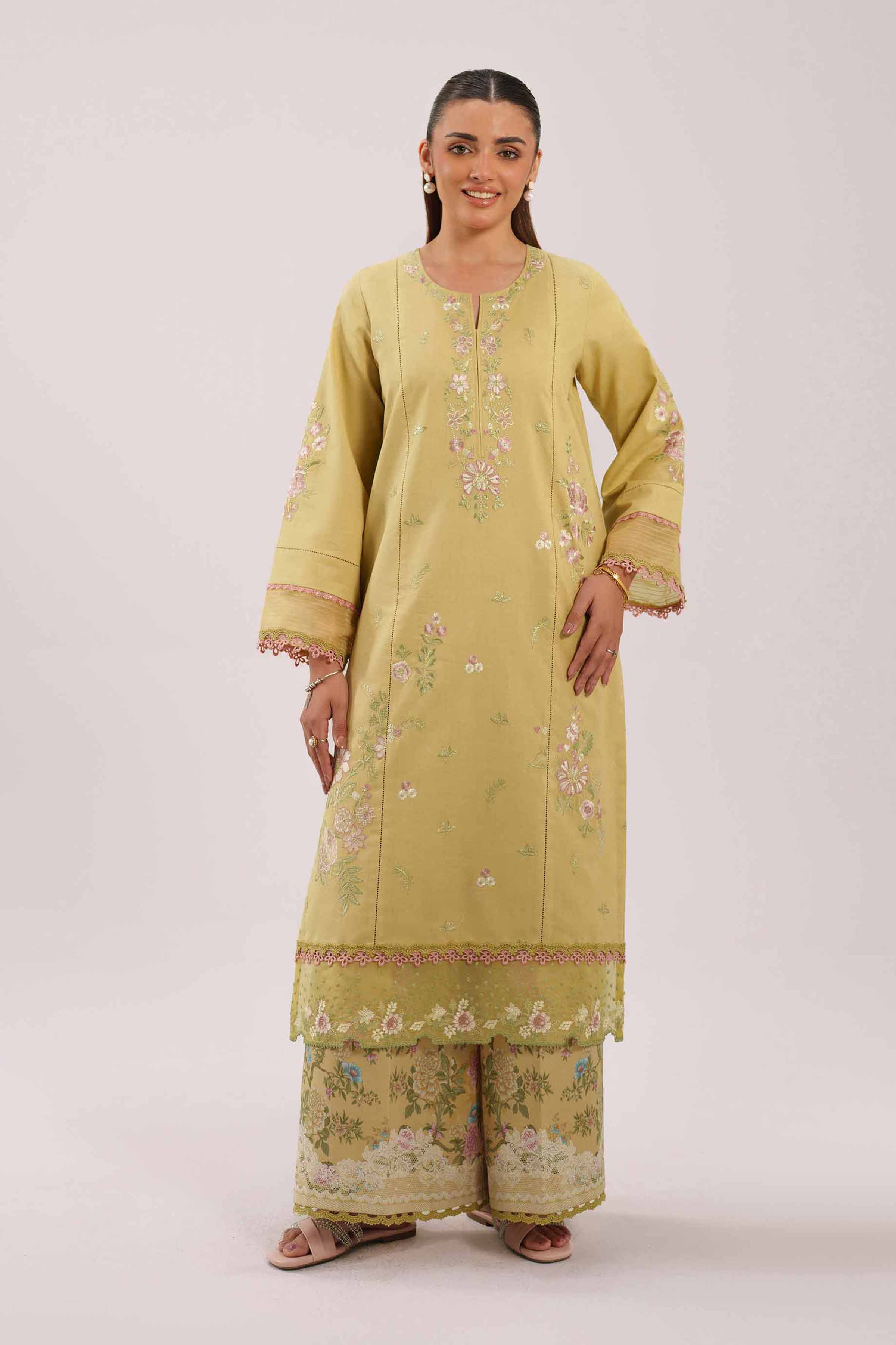 2 Piece - Digital Printed Embroidered Suit - 42601082