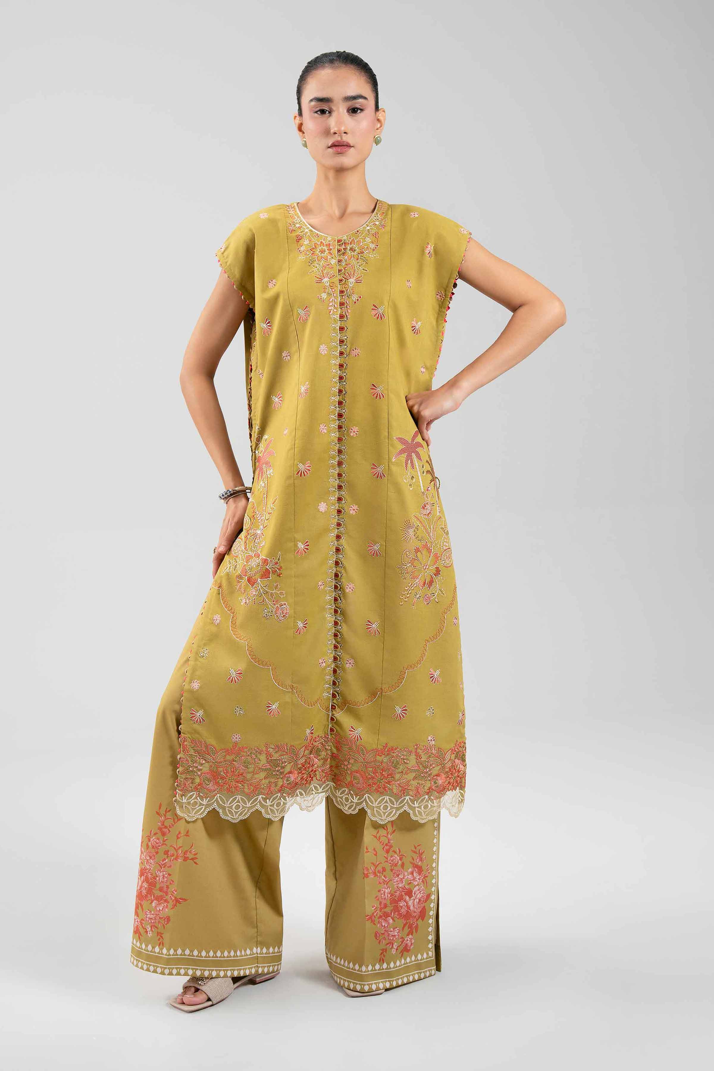 2 Piece - Digital Printed Embroidered Suit - 42601083