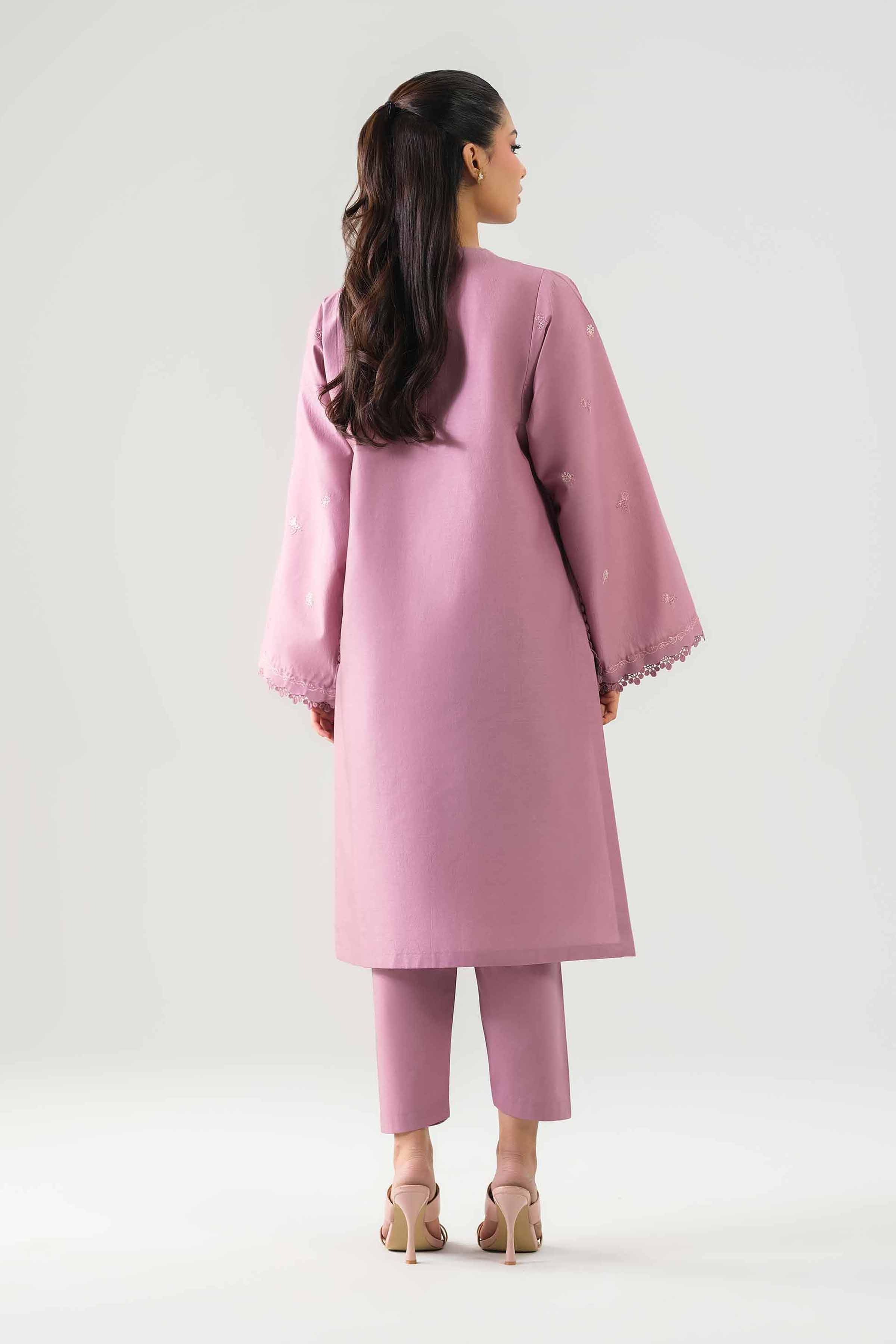 2 Piece - Embroidered Suit - 42601092 NishatUAE Purple Cambric 2PC Embroidered Unstitched