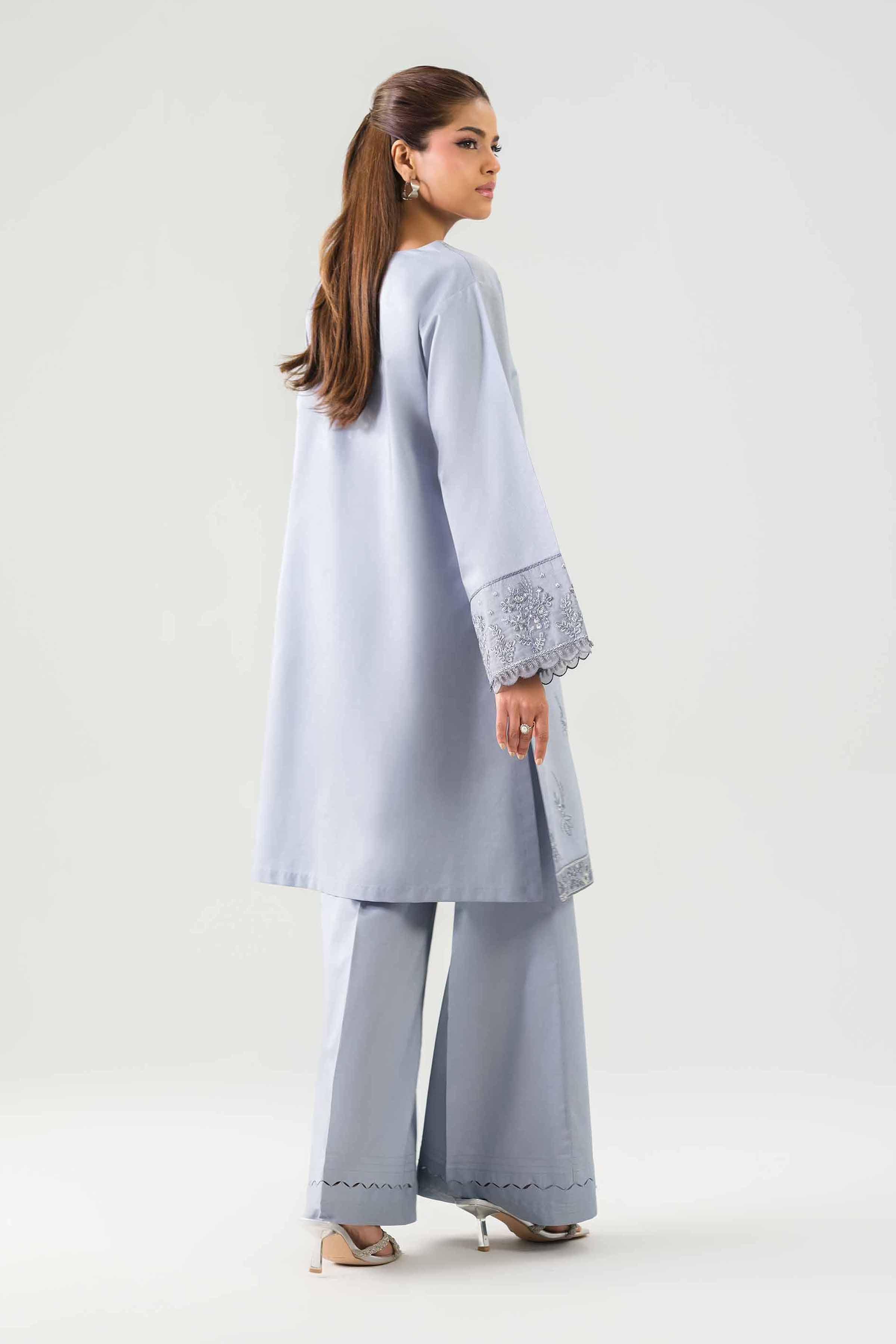 2 Piece - Embroidered Suit - 42601095 NishatUAE Grey Cambric 2PC Embroidered Unstitched